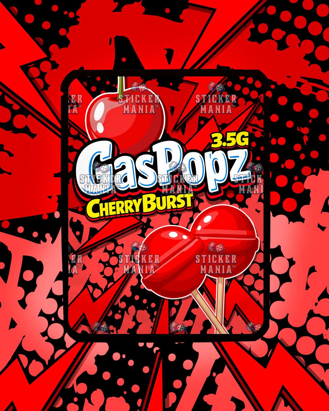 Gas Popz Cherry Burst | Pre-Made Sticker Bag | 3.5g