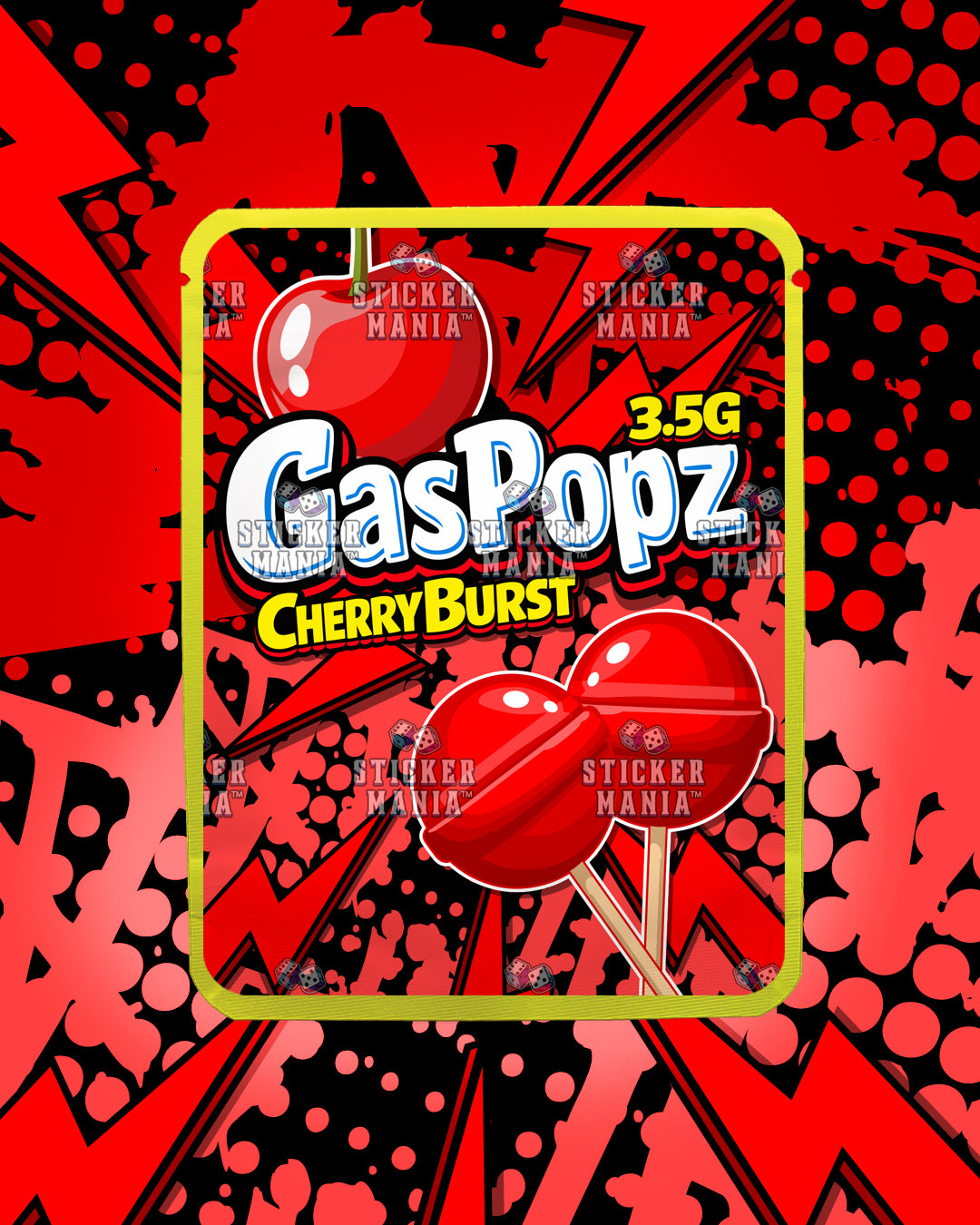 Gas Popz Cherry Burst | Pre-Made Sticker Bag | 3.5g