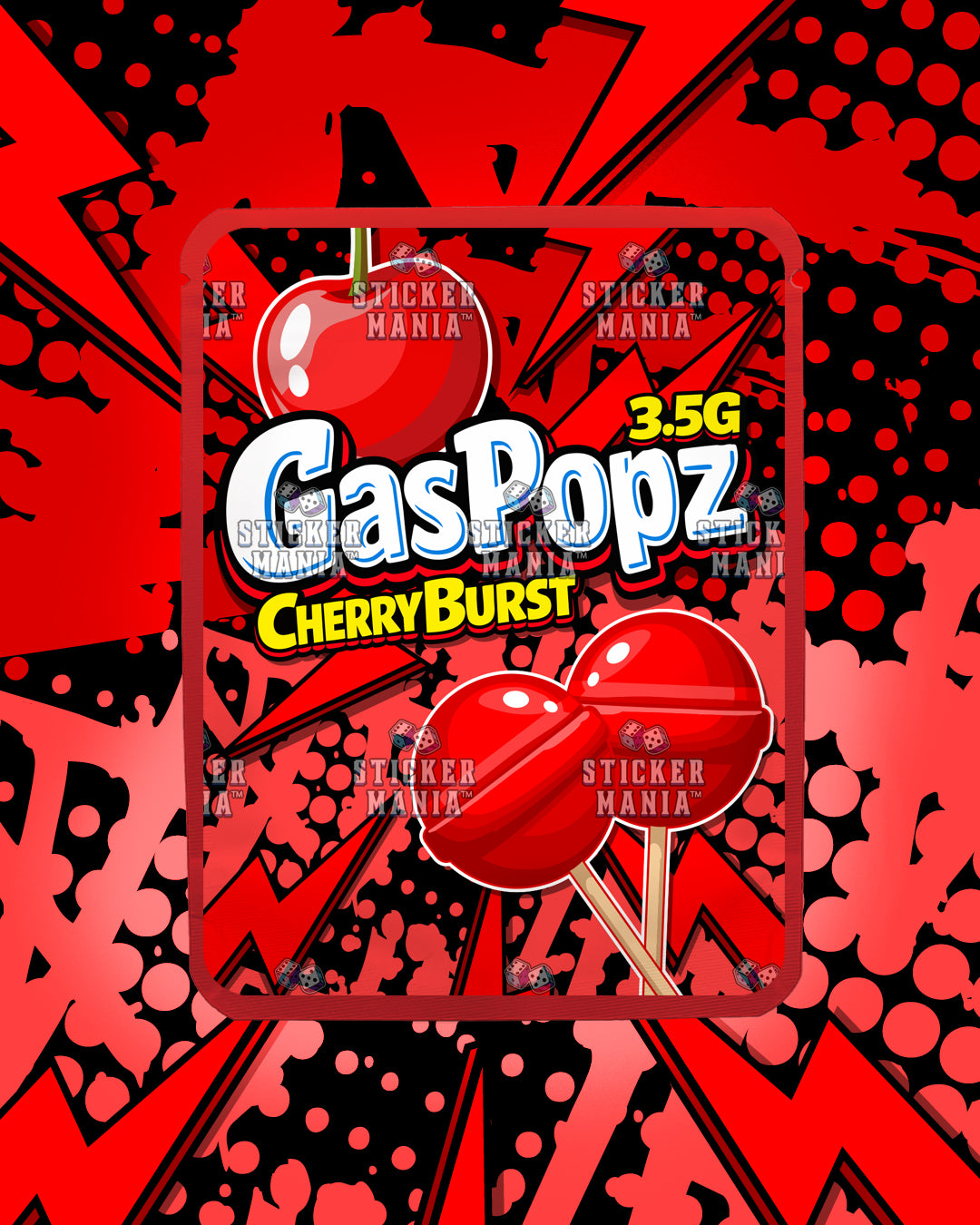 Gas Popz Cherry Burst | Pre-Made Sticker Bag | 3.5g