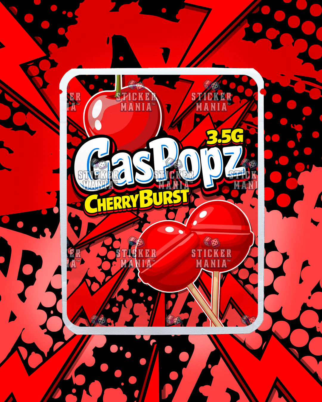 Gas Popz Cherry Burst | Pre-Made Sticker Bag | 3.5g