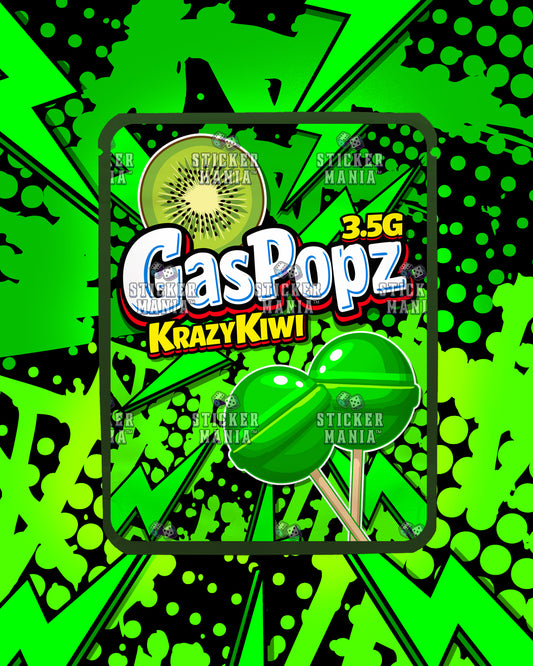 Gas Popz Krazy Kiwi | Pre-Made Sticker Bag | 3.5g
