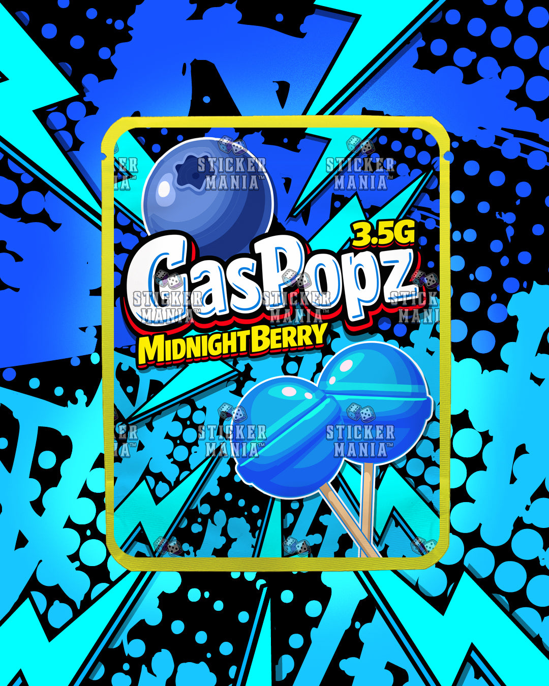Gas Popz Midnight Berry | Pre-Made Sticker Bag | 3.5g