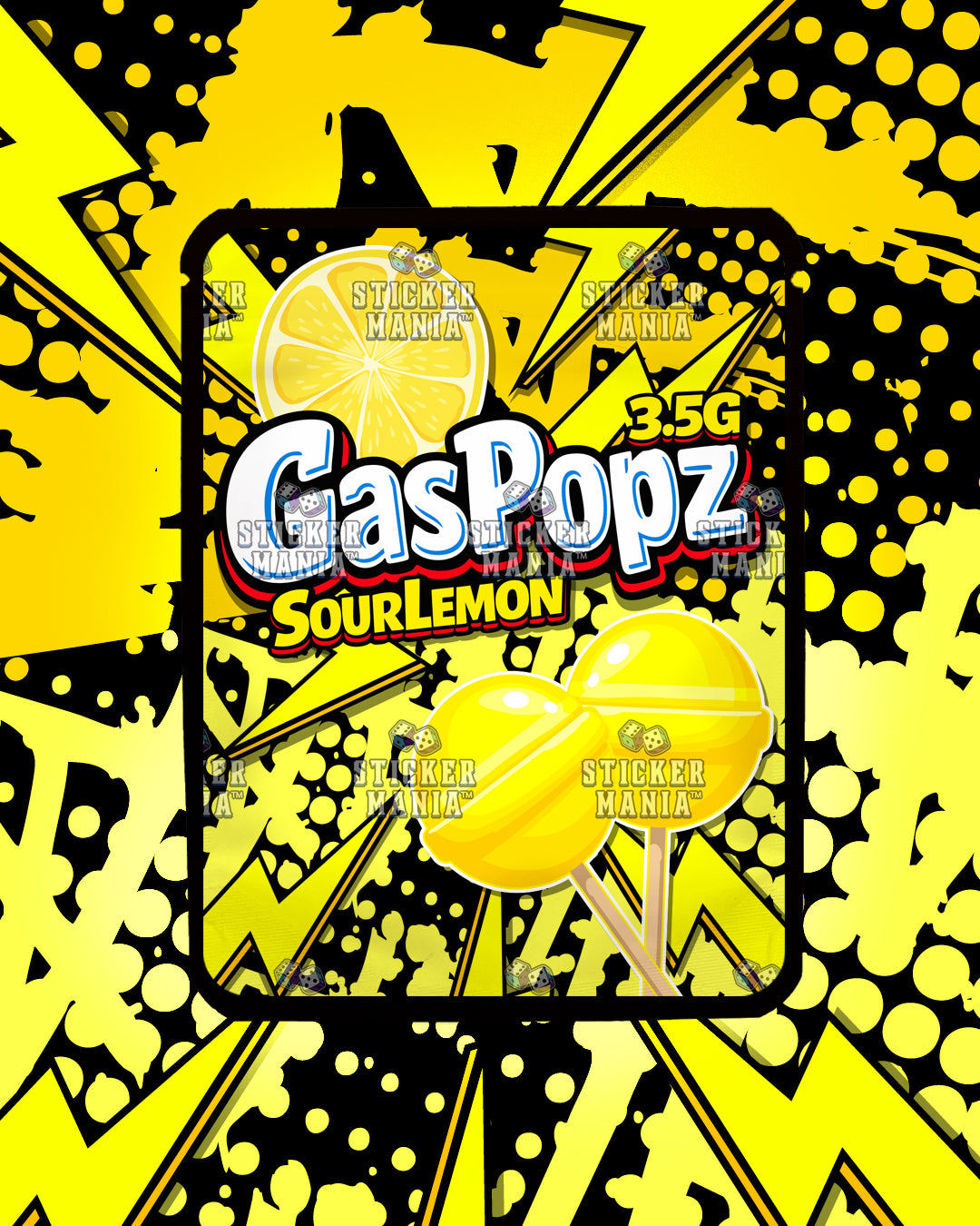 Gas Popz Sour Lemon | Pre-Made Sticker Bag | 3.5g