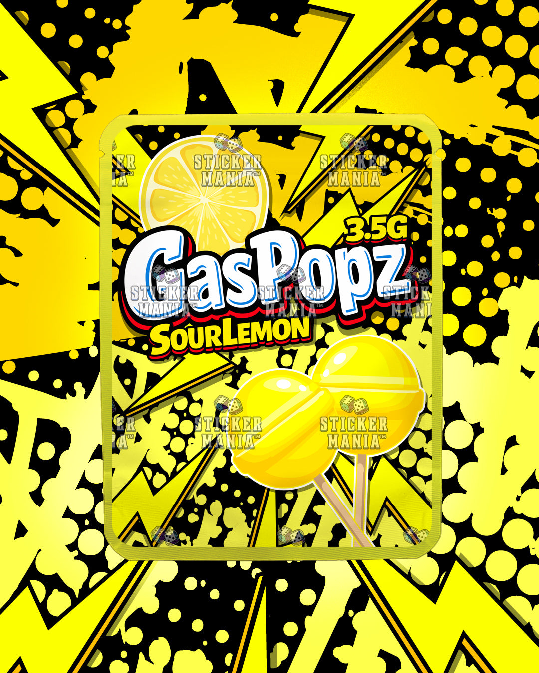 Gas Popz Sour Lemon | Pre-Made Sticker Bag | 3.5g