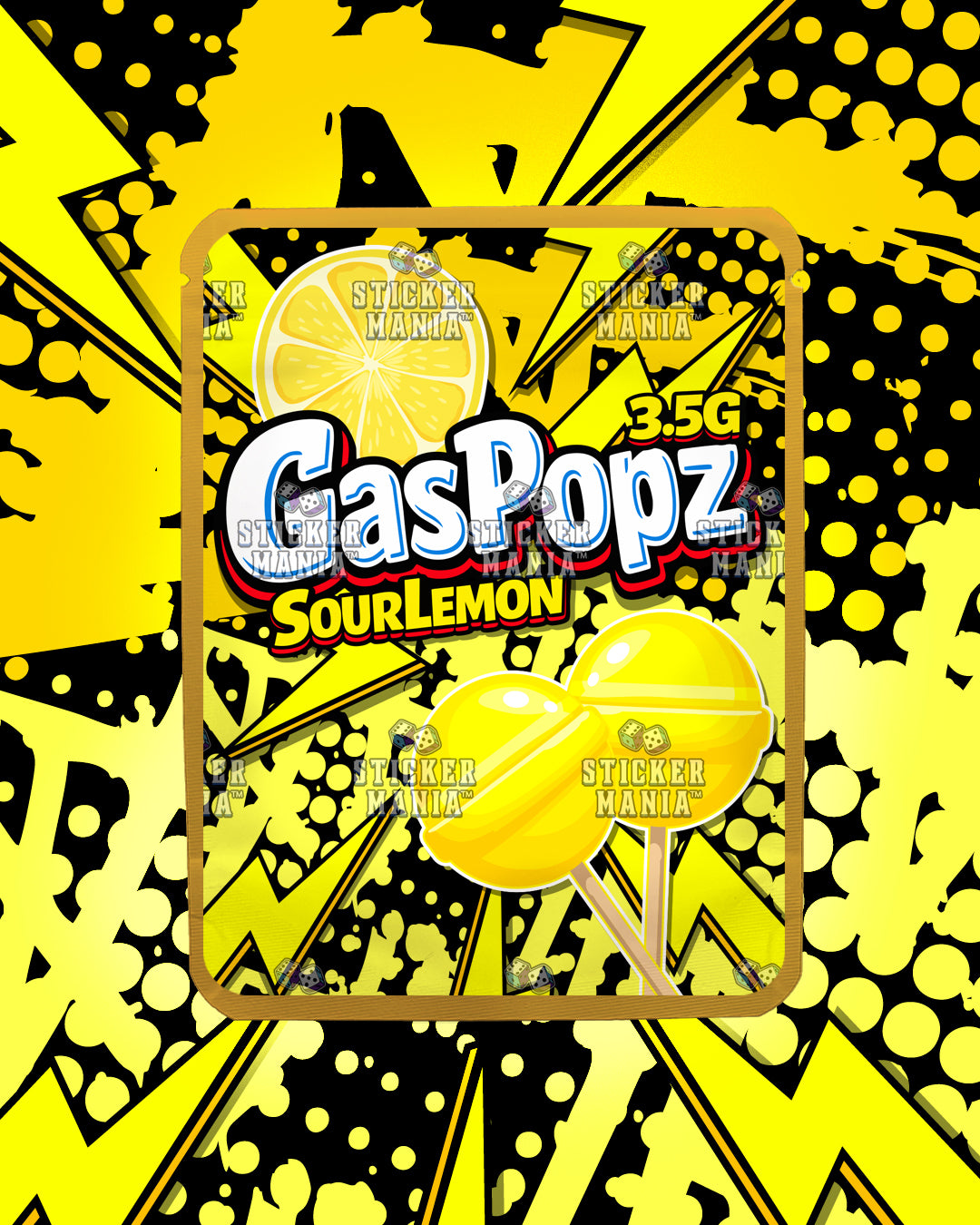 Gas Popz Sour Lemon | Pre-Made Sticker Bag | 3.5g
