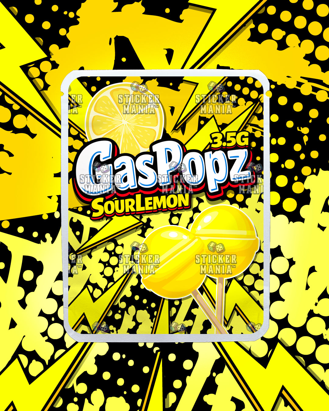 Gas Popz Sour Lemon | Pre-Made Sticker Bag | 3.5g