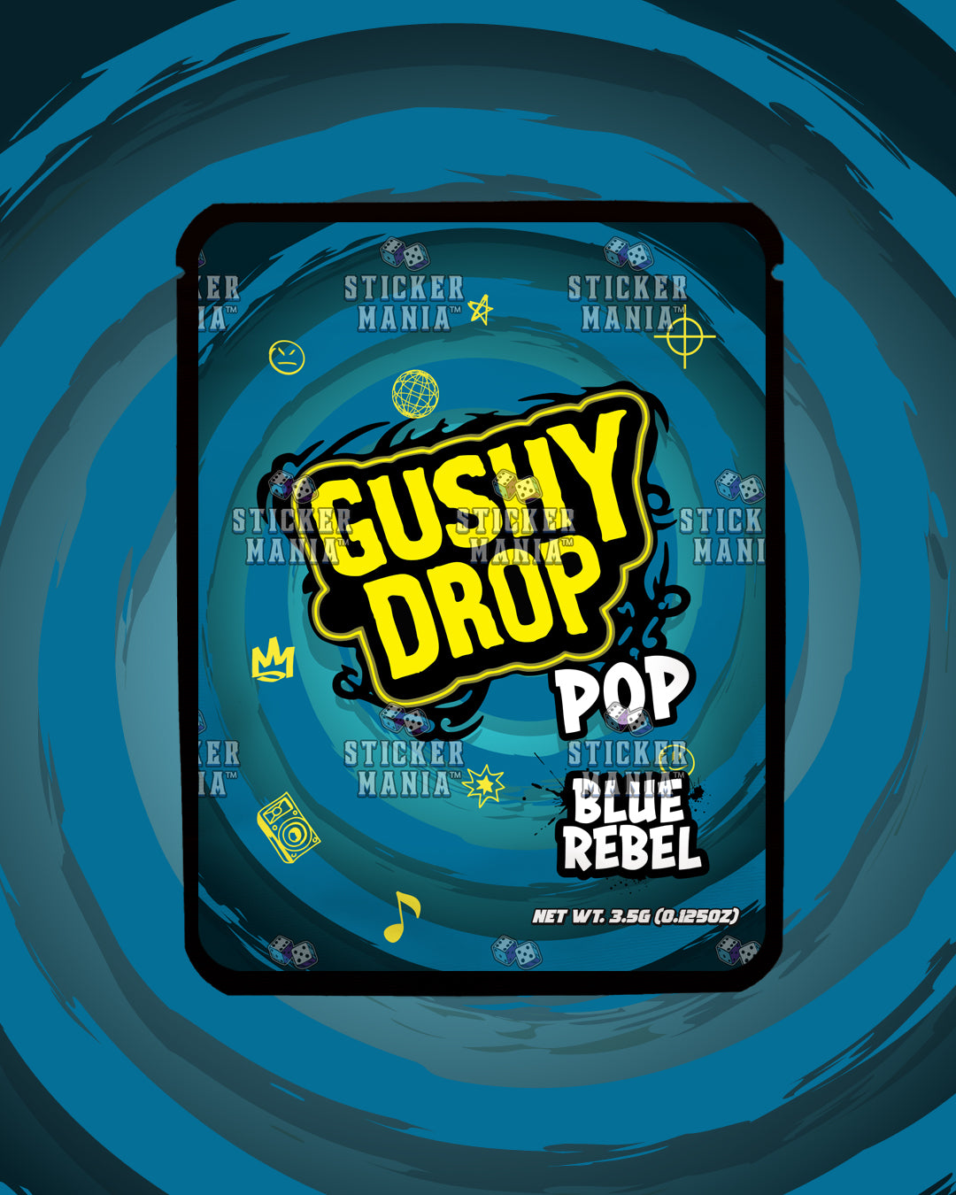 Gushy Drop Pop Blue Rebel | Pre-Made Sticker Bag | 3.5g
