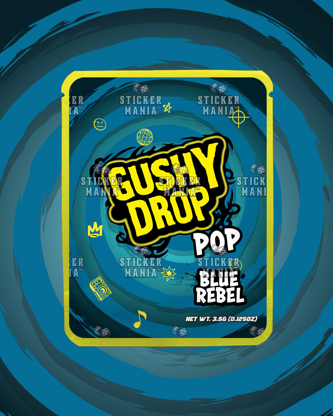 Gushy Drop Pop Blue Rebel | Pre-Made Sticker Bag | 3.5g