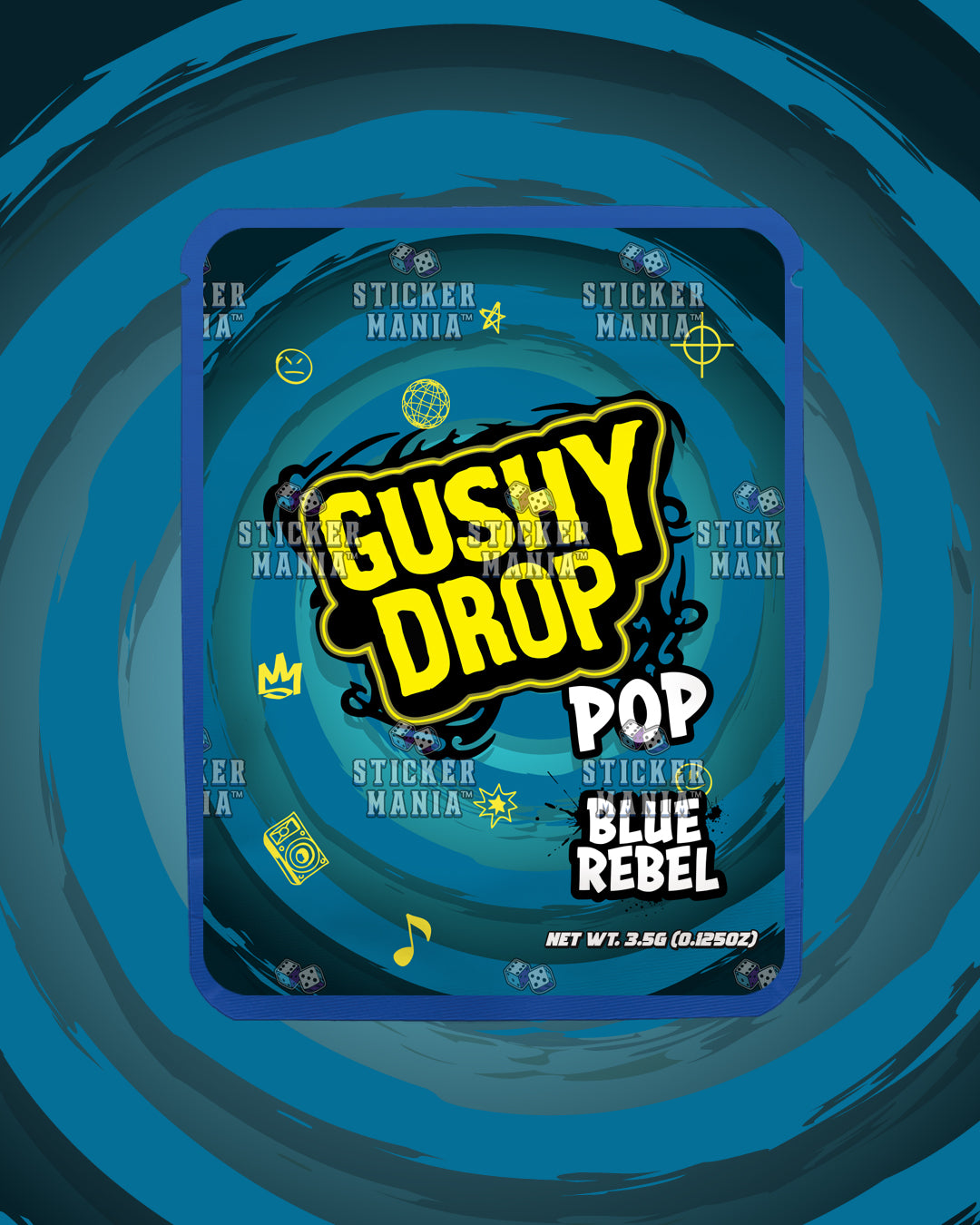 Gushy Drop Pop Blue Rebel | Pre-Made Sticker Bag | 3.5g