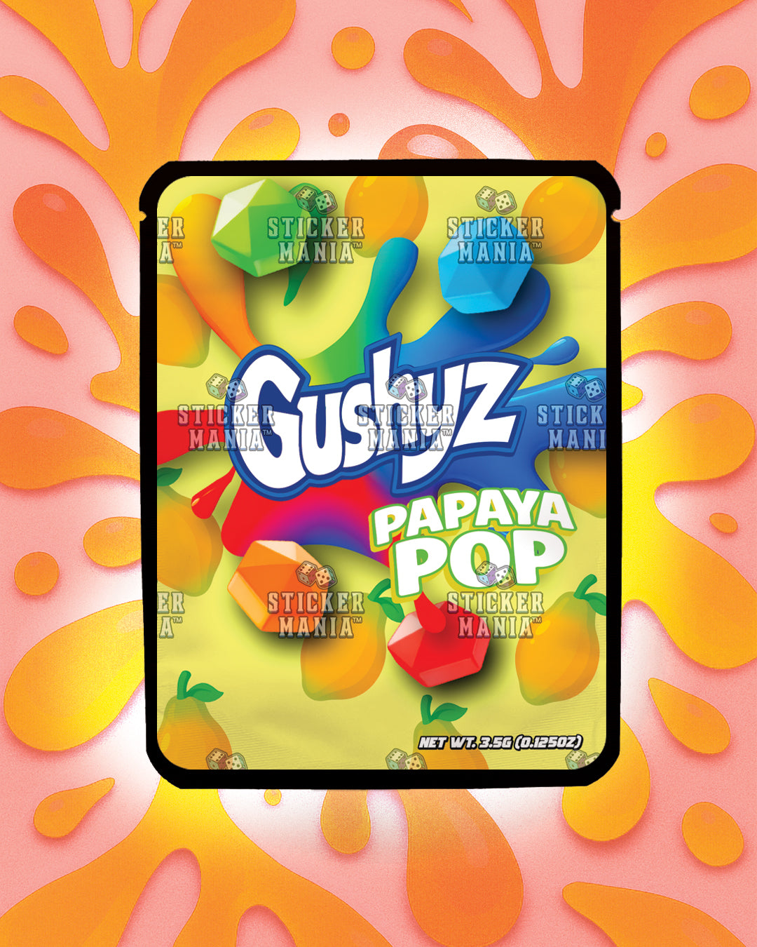 Gushyz Papaya Pop | Pre-Made Sticker Bag | 3.5g