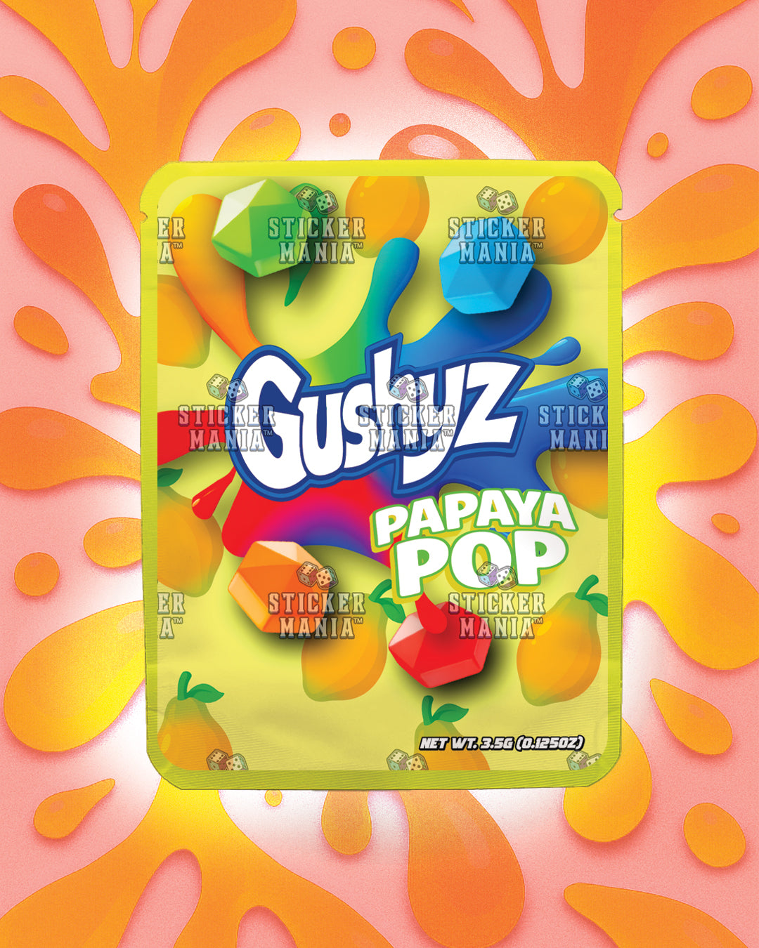 Gushyz Papaya Pop | Pre-Made Sticker Bag | 3.5g