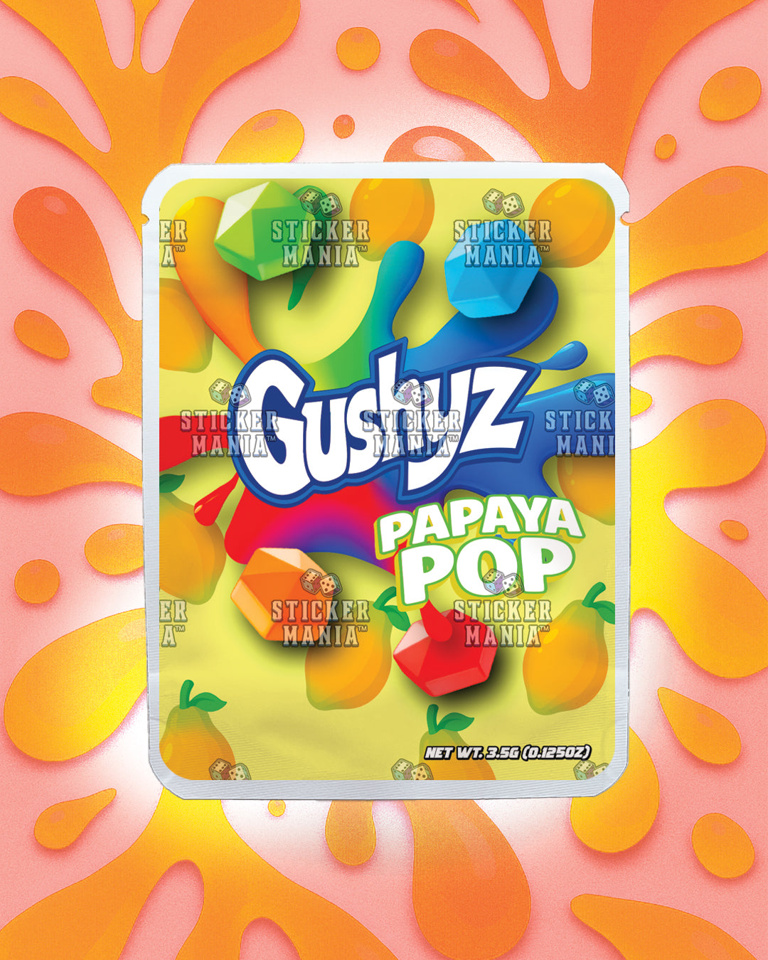 Gushyz Papaya Pop | Pre-Made Sticker Bag | 3.5g