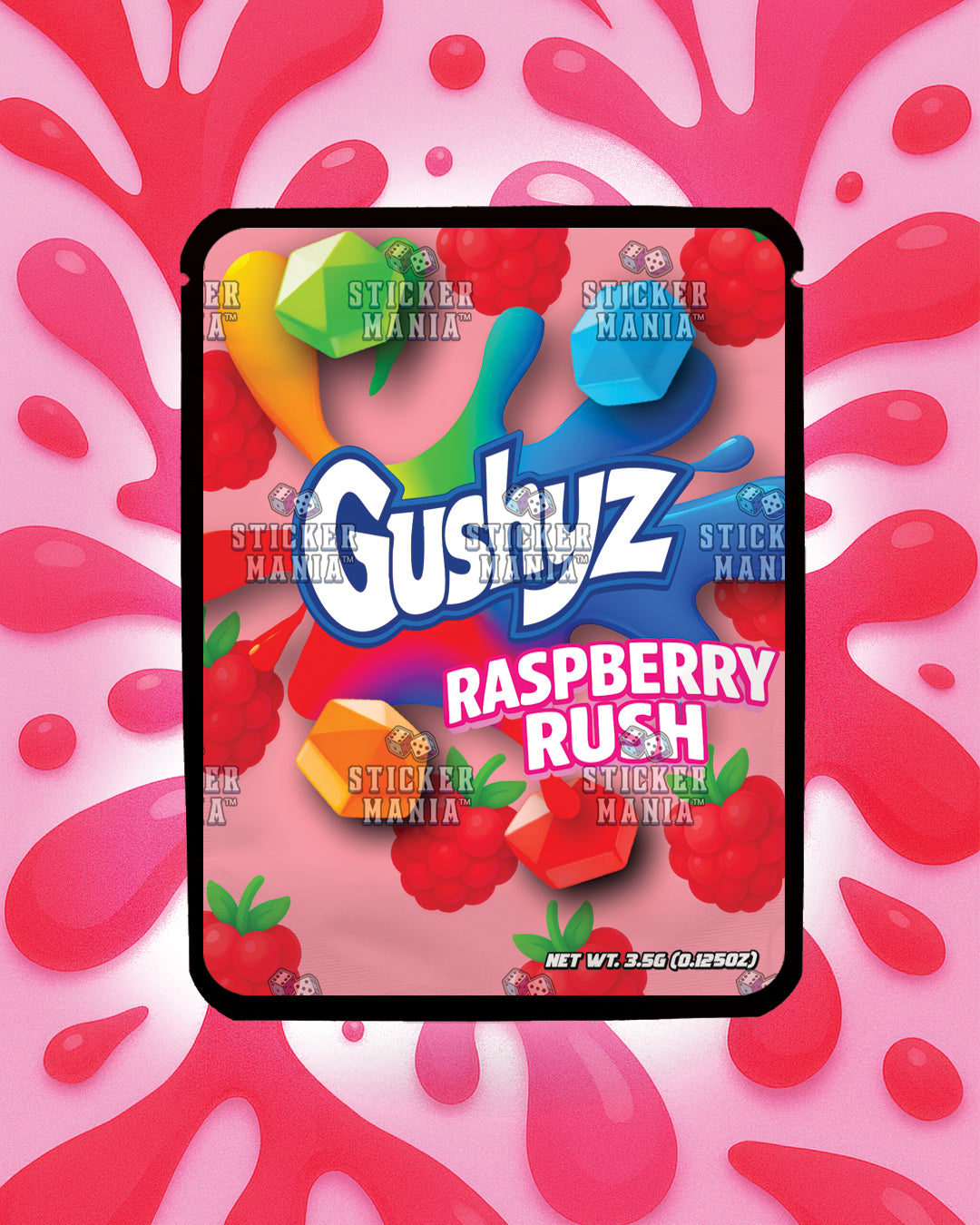 Gushyz Raspberry Rush | Pre-Made Sticker Bag | 3.5g