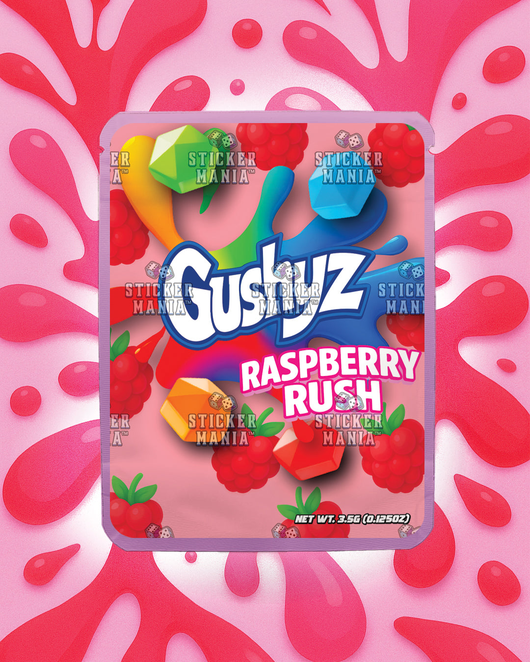 Gushyz Raspberry Rush | Pre-Made Sticker Bag | 3.5g