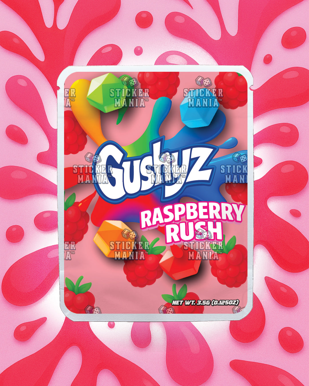 Gushyz Raspberry Rush | Pre-Made Sticker Bag | 3.5g