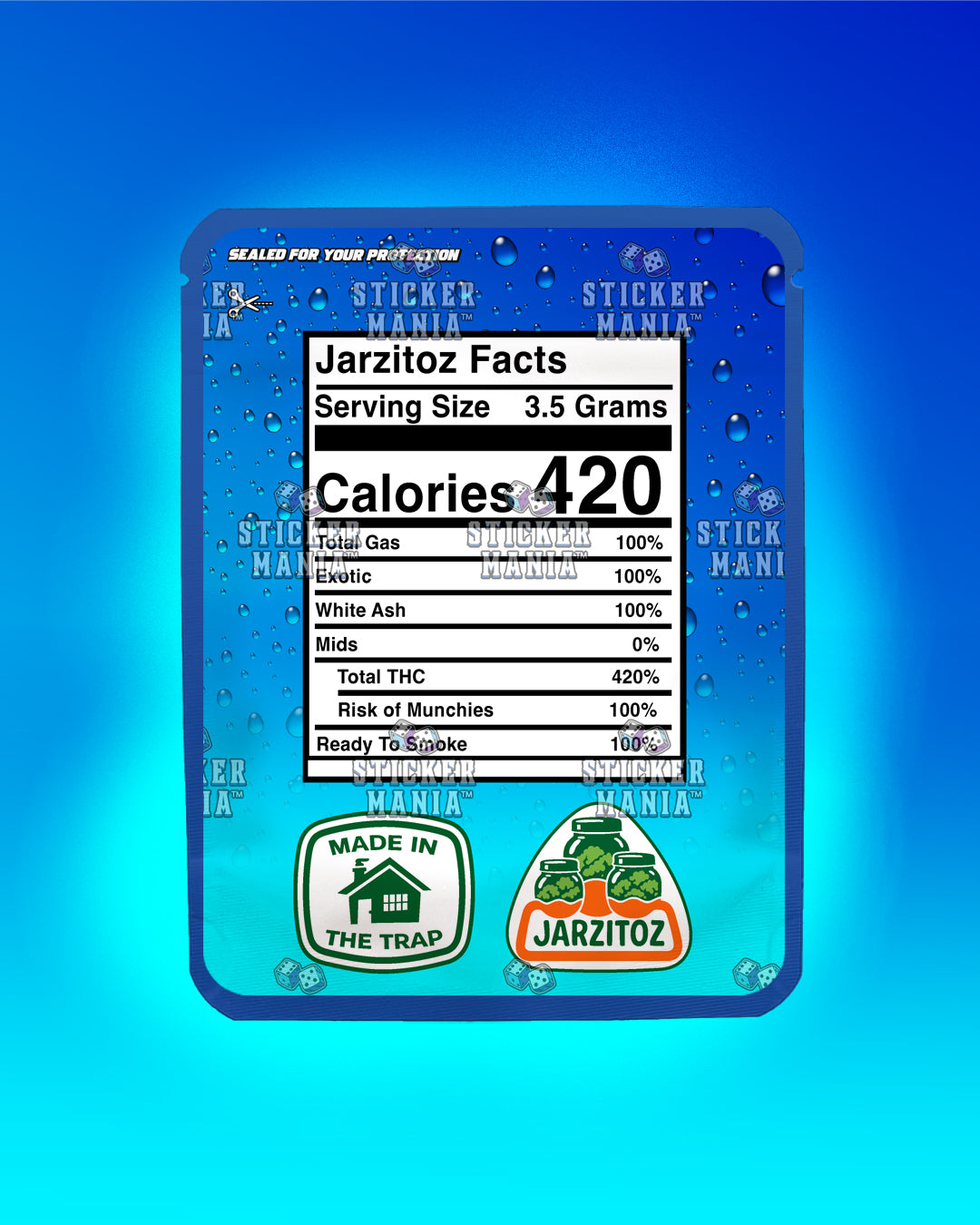 Jarzitoz Blue Raspberry | Pre-Made Sticker Bag | 3.5g