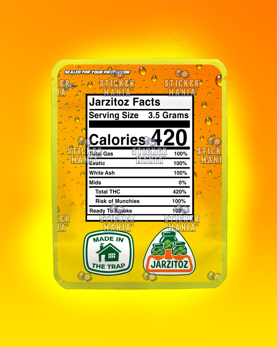 Jarzitoz Mandarina | Pre-Made Sticker Bag | 3.5g