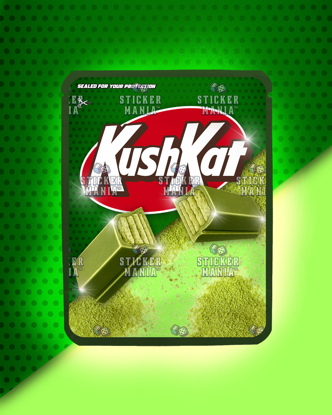 Kush Kat Matcha Green Tea | Pre-Made Sticker Bag | 3.5g