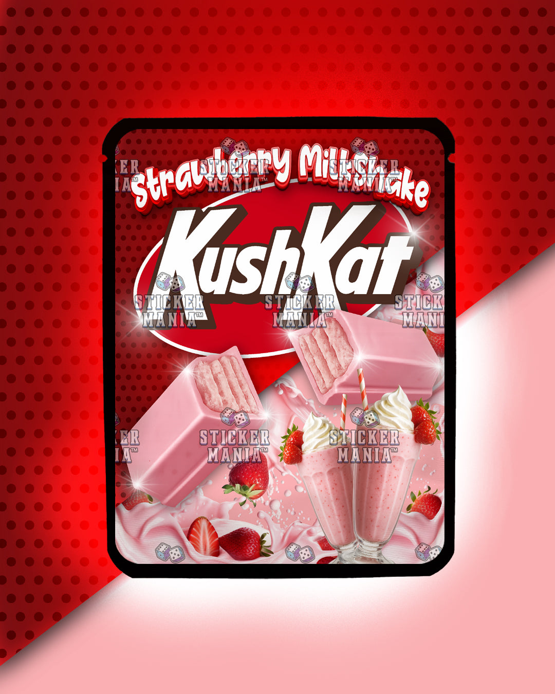 Kush Kat Strawberry Milkshake | Pre-Made Sticker Bag | 3.5g