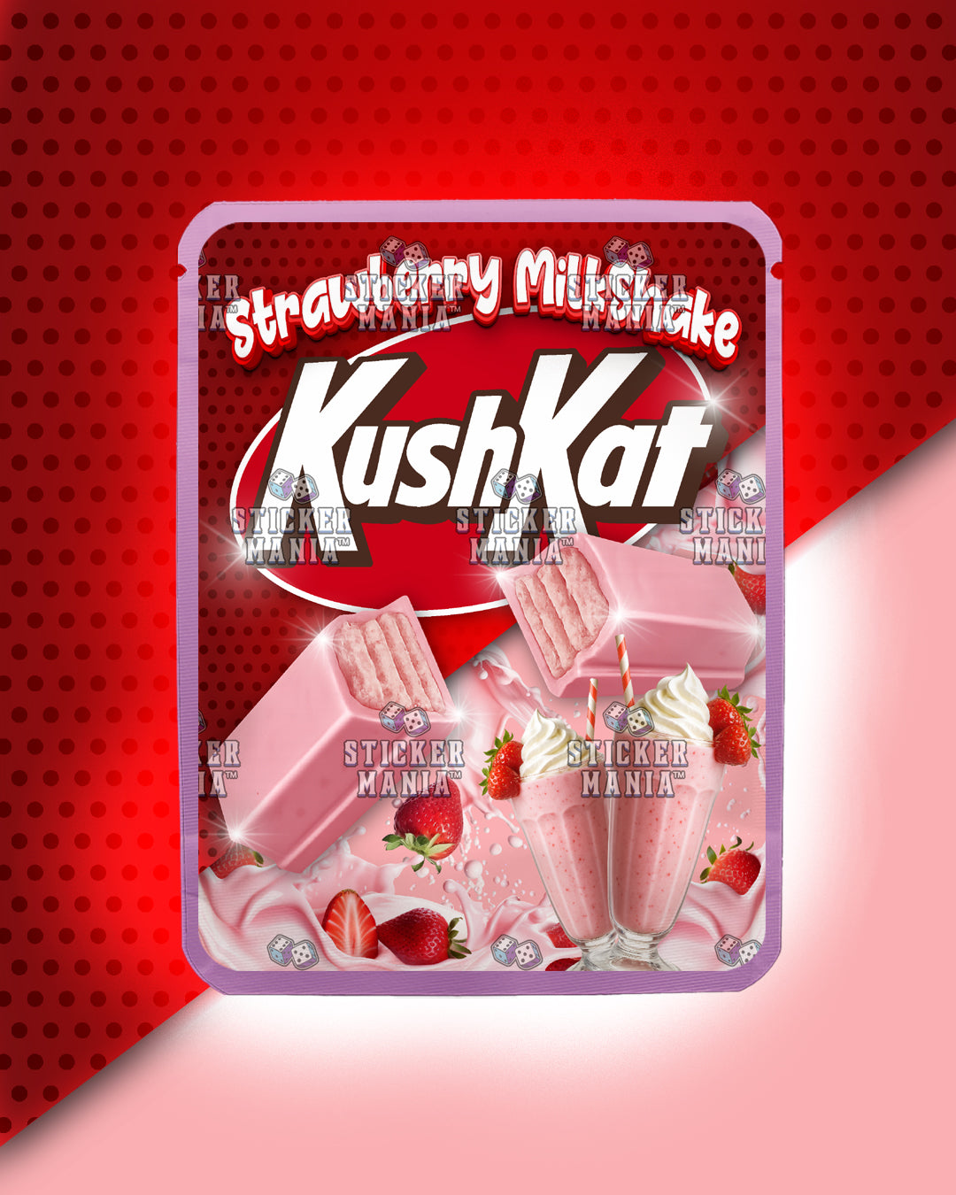 Kush Kat Strawberry Milkshake | Pre-Made Sticker Bag | 3.5g