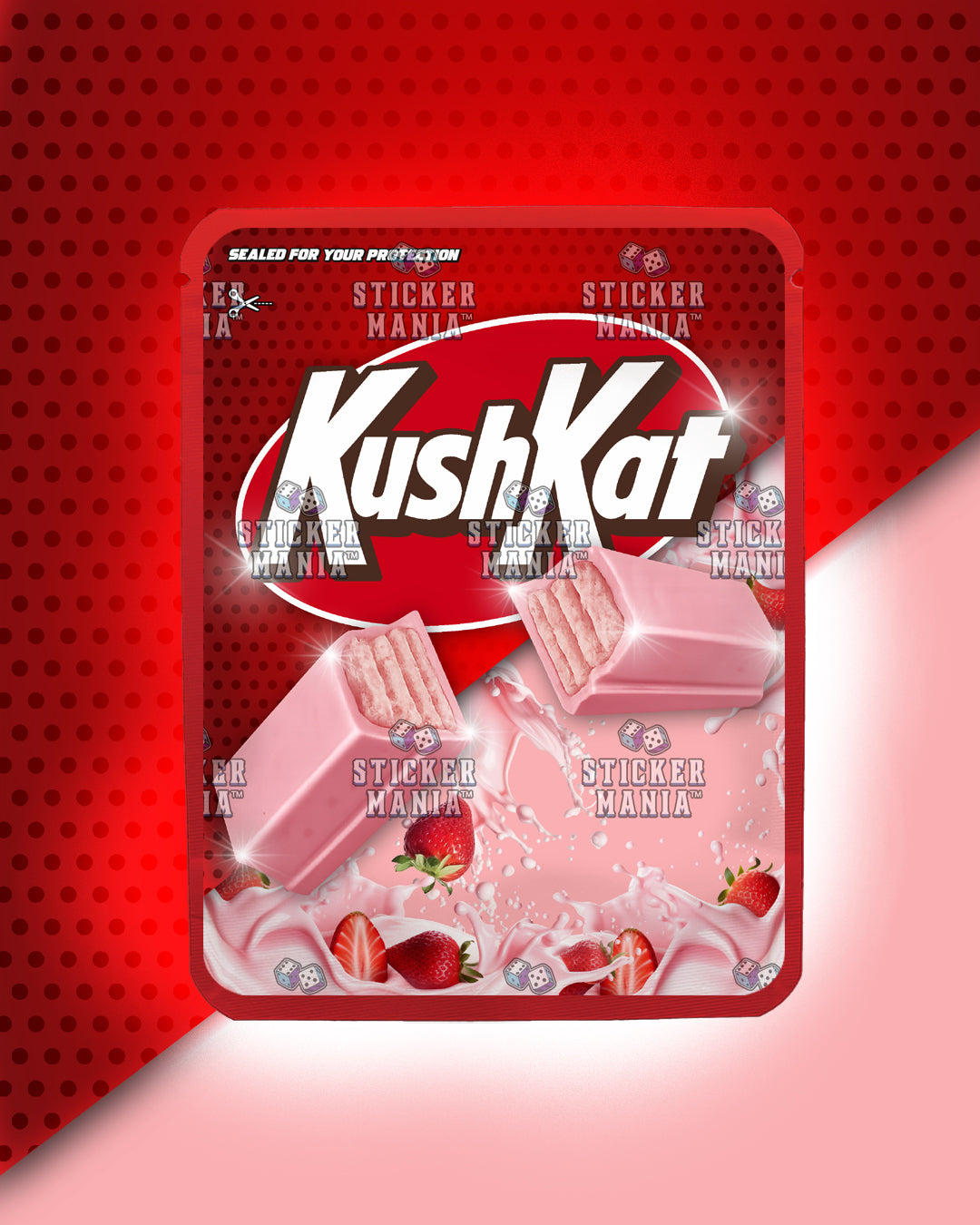 Kush Kat Strawberry Milkshake | Pre-Made Sticker Bag | 3.5g