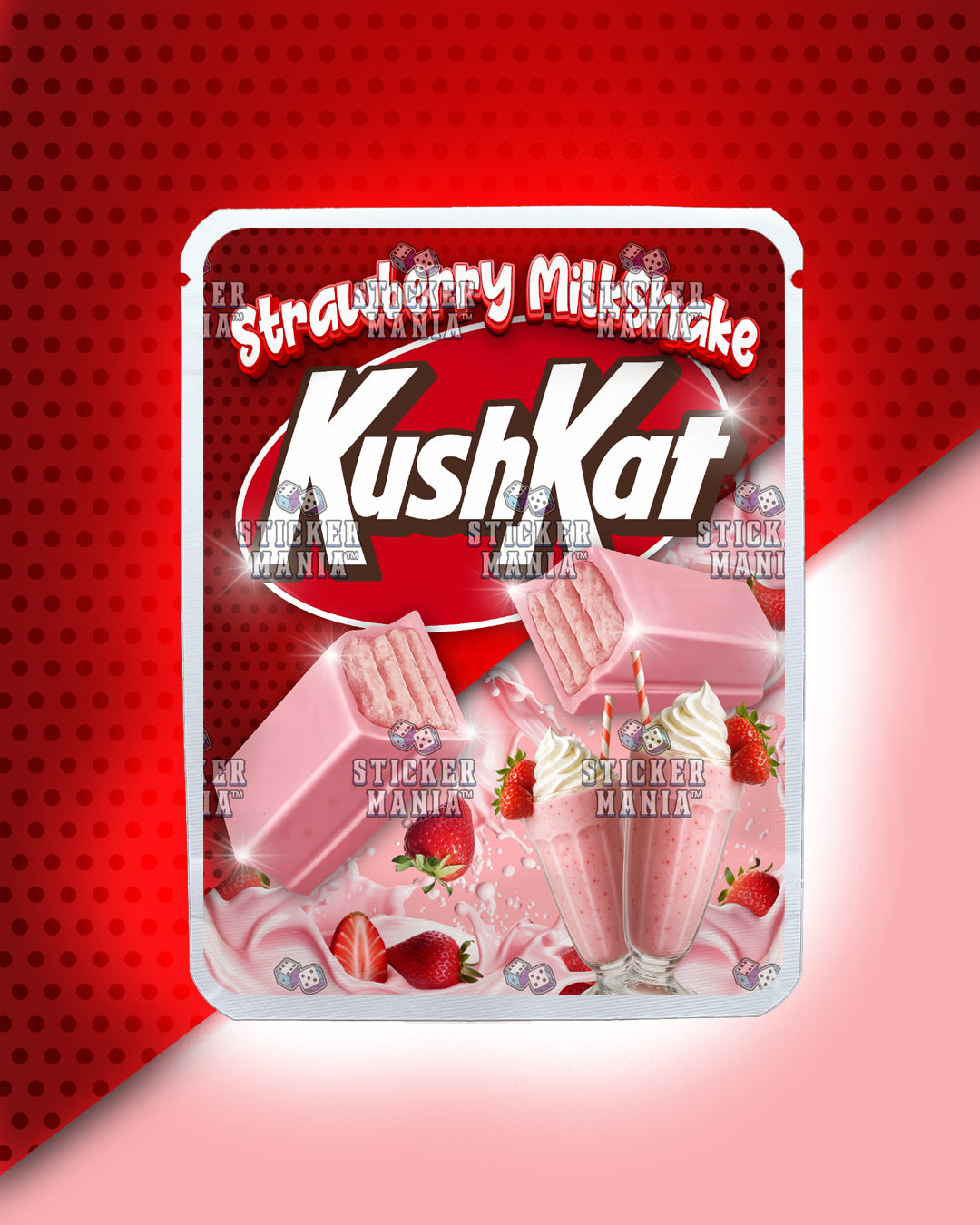 Kush Kat Strawberry Milkshake | Pre-Made Sticker Bag | 3.5g