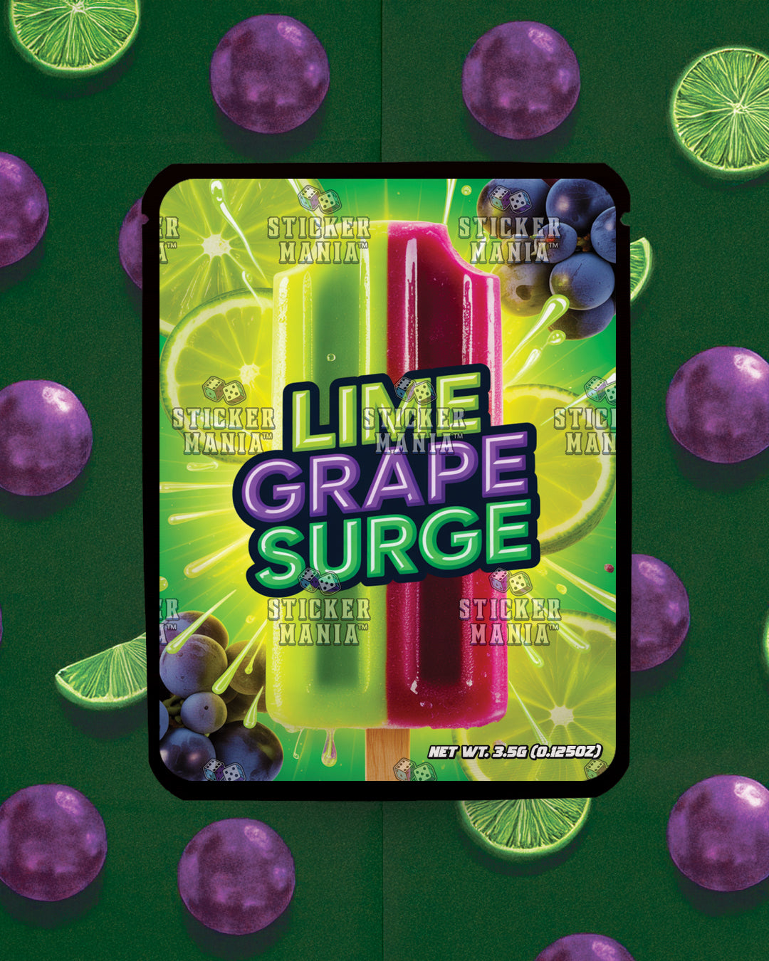 Lime Grape Surge | Pre-Made Sticker Bag | 3.5g