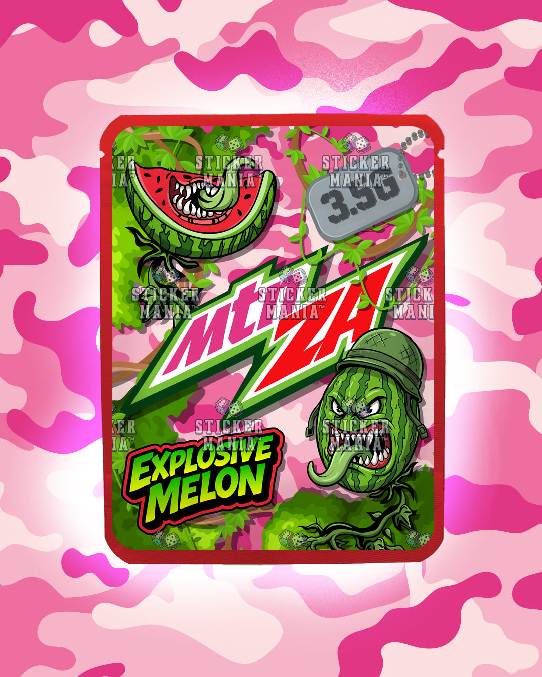 Mtn Za Explosive Melon | Pre-Made Sticker Bag | 3.5g