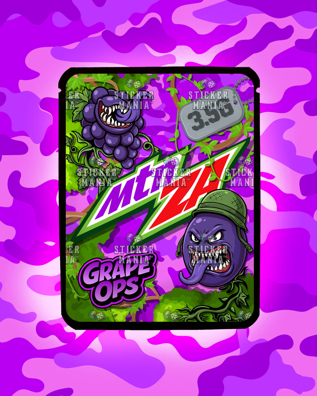 Mtn Za Grape Ops | Pre-Made Sticker Bag | 3.5g