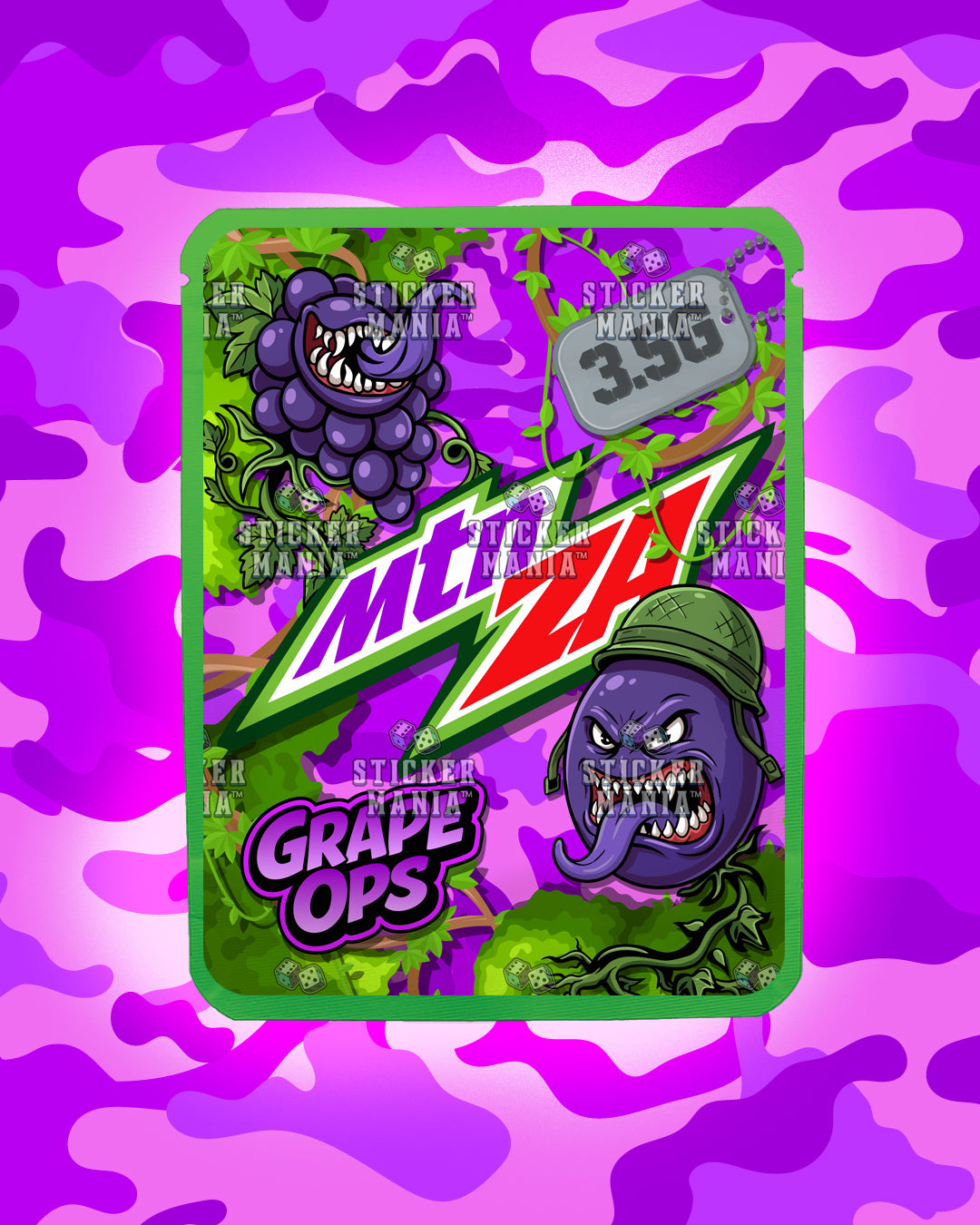 Mtn Za Grape Ops | Pre-Made Sticker Bag | 3.5g