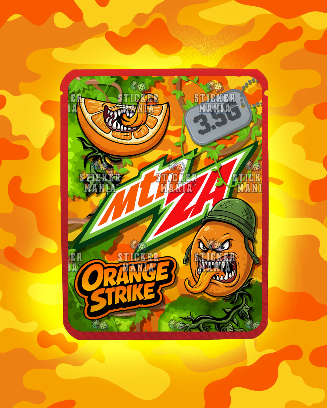 Mtn Za Orange Strike | Pre-Made Sticker Bag | 3.5g