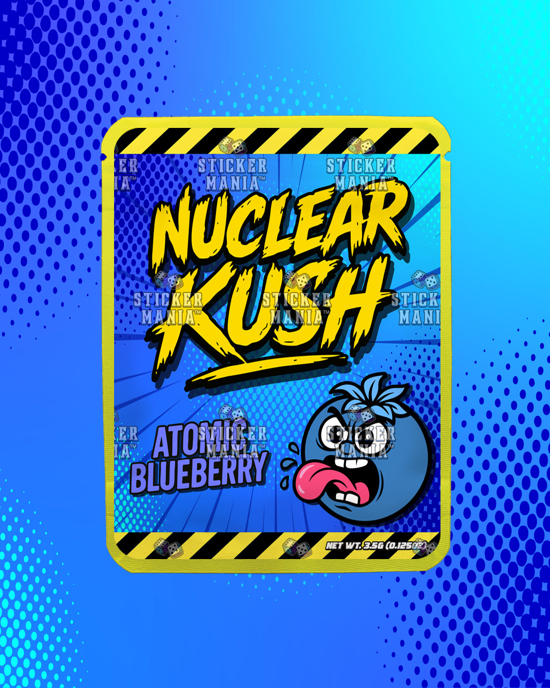 Nuclear Kush Atomic Blueberry | Pre-Made Sticker Bag | 3.5g