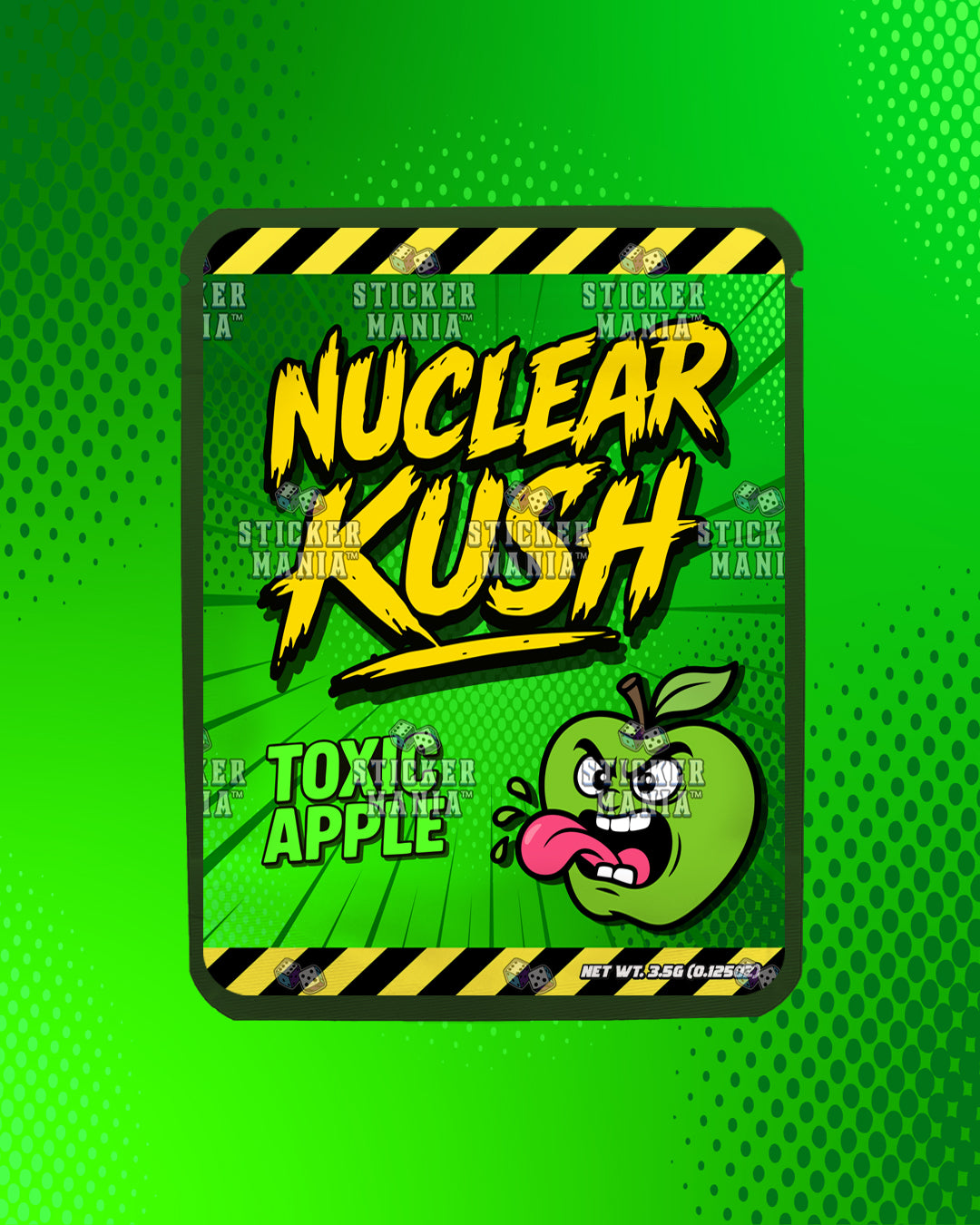 Nuclear Kush Toxic Apple | Pre-Made Sticker Bag | 3.5g