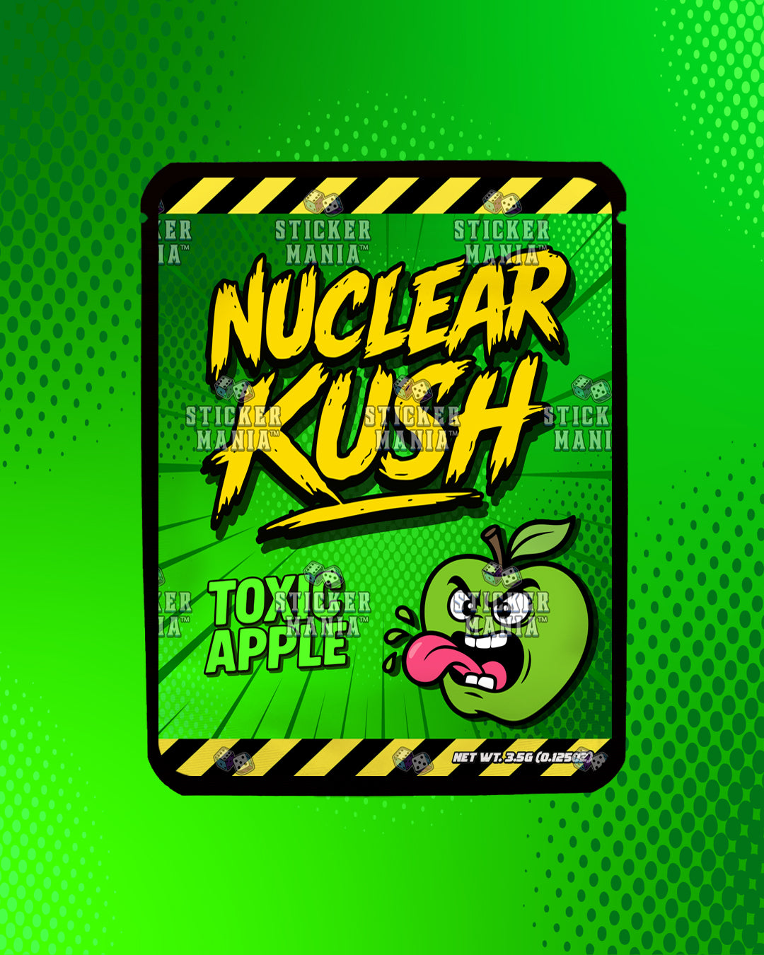 Nuclear Kush Toxic Apple | Pre-Made Sticker Bag | 3.5g