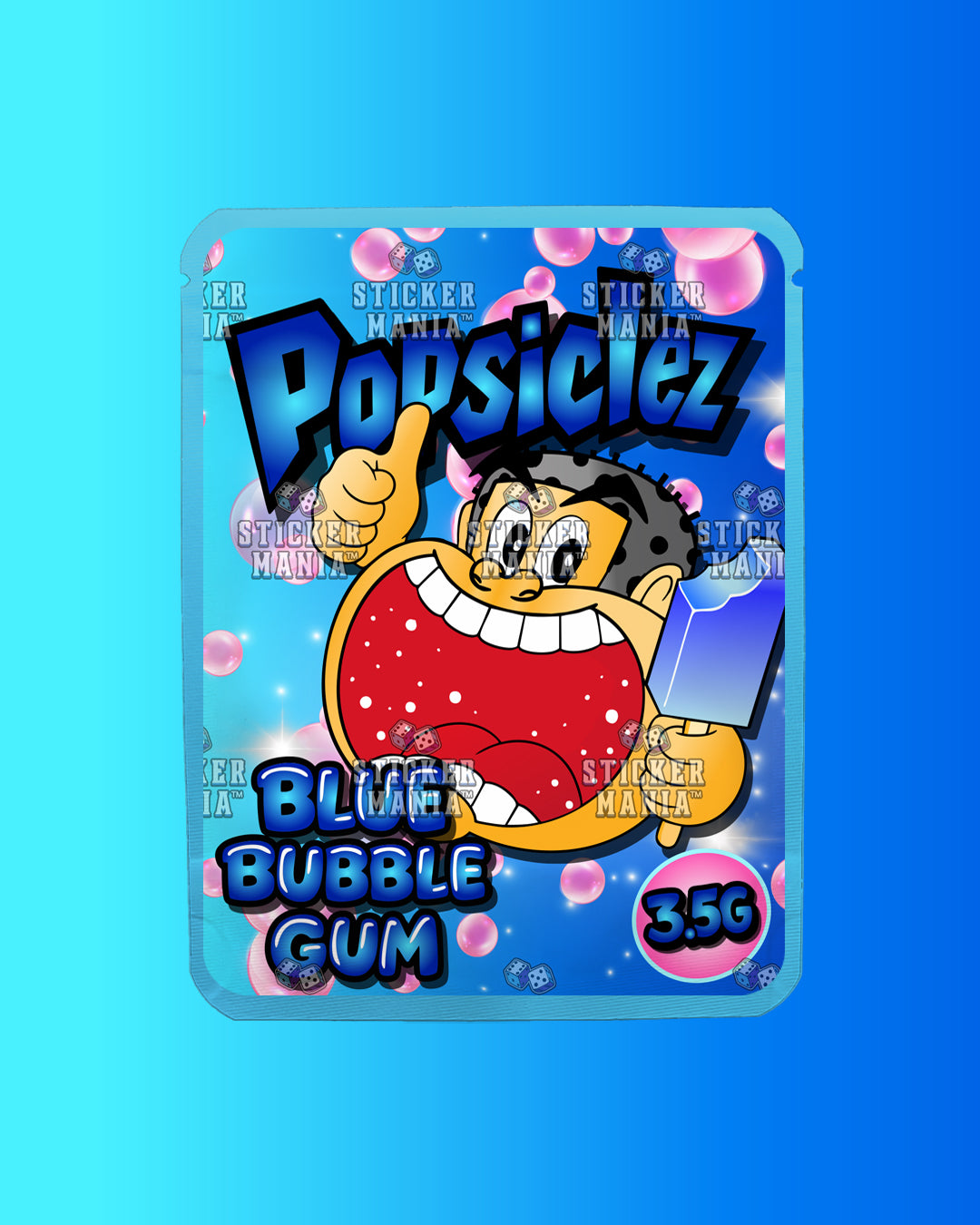 Popsiclez Blue BubbleGum | Pre-Made Sticker Bag | 3.5g