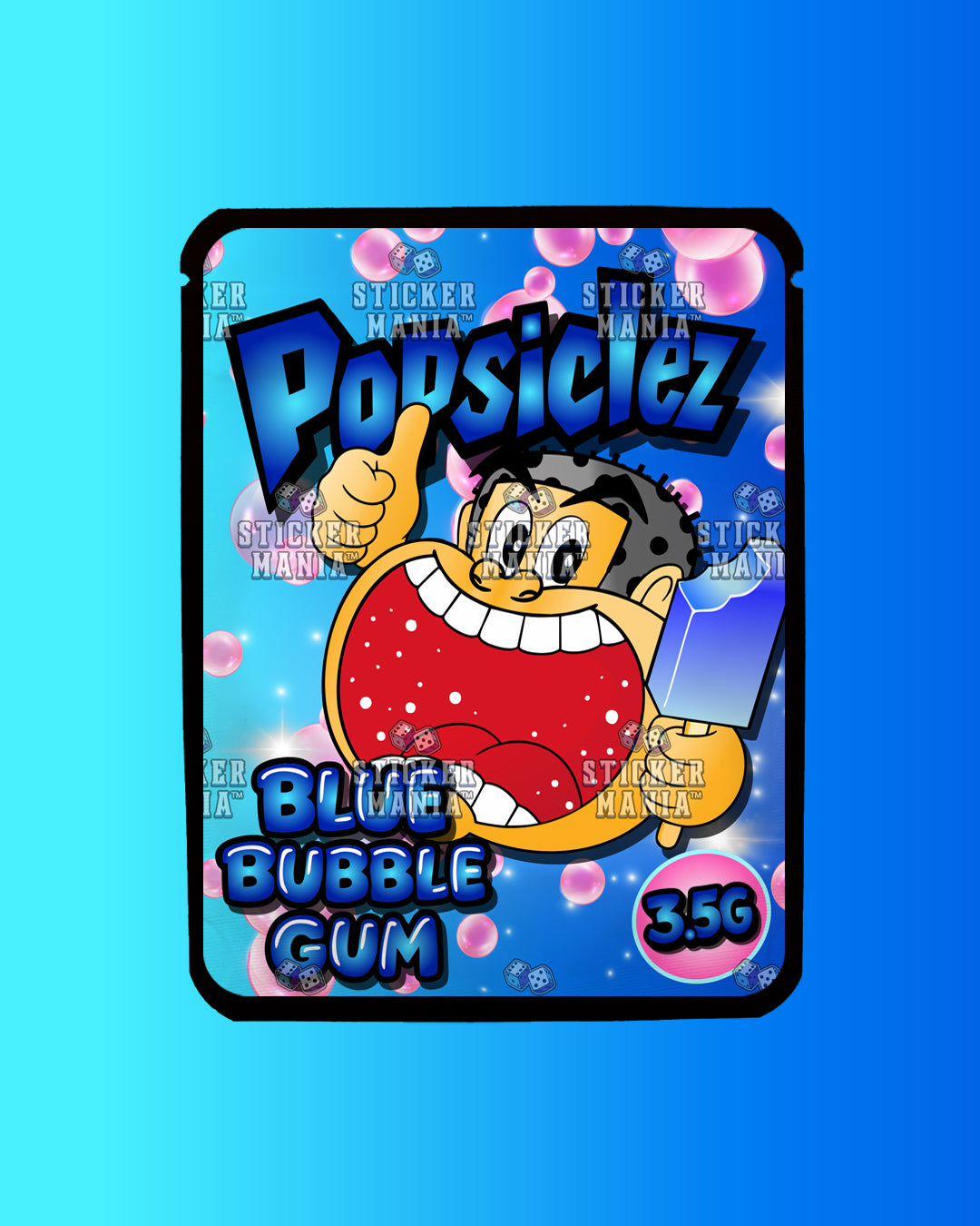 Popsiclez Blue BubbleGum | Pre-Made Sticker Bag | 3.5g