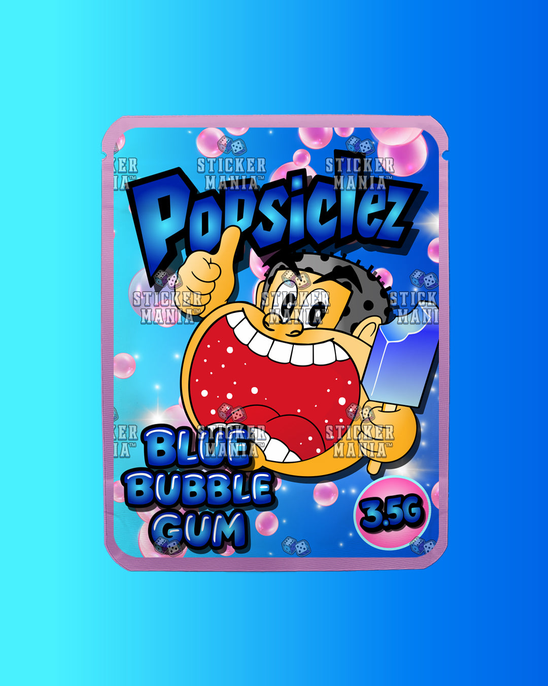 Popsiclez Blue BubbleGum | Pre-Made Sticker Bag | 3.5g