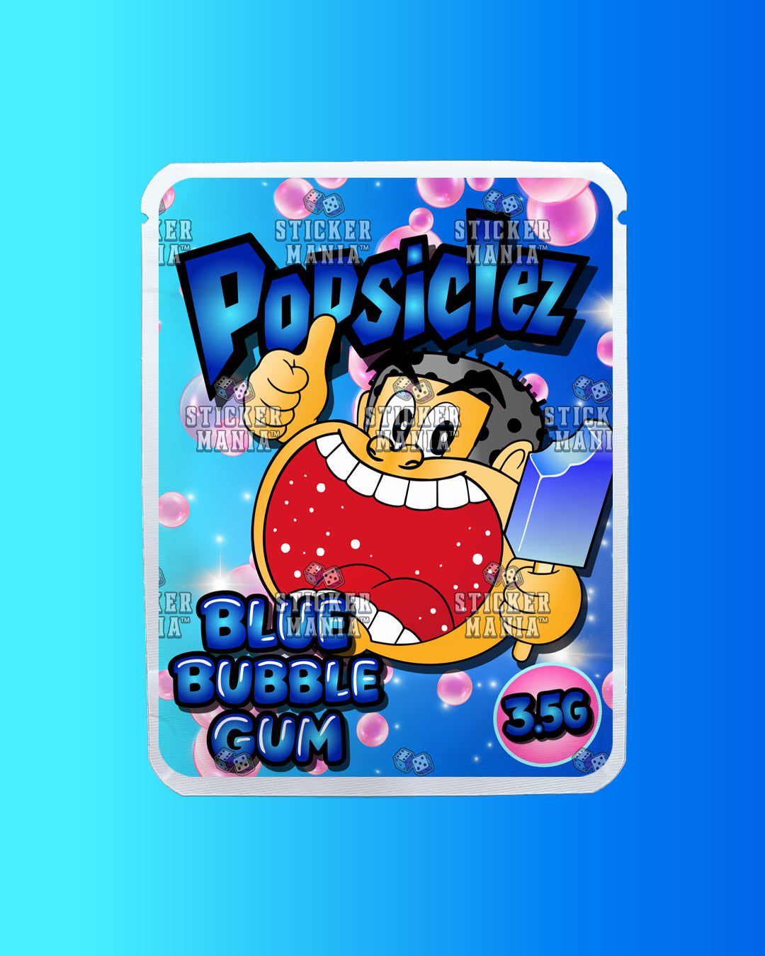 Popsiclez Blue BubbleGum | Pre-Made Sticker Bag | 3.5g
