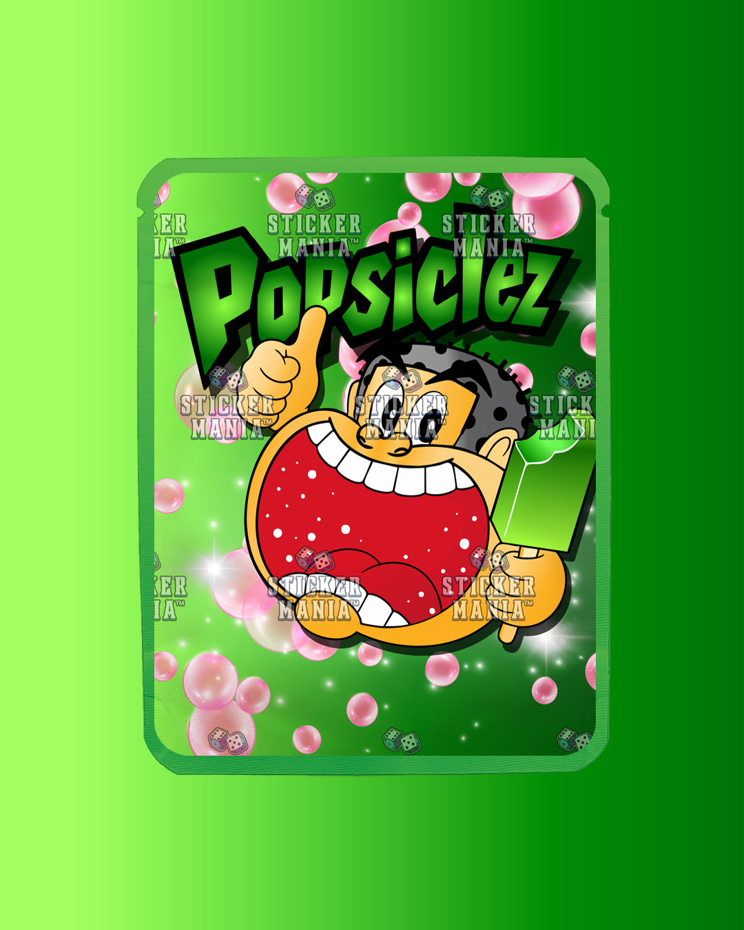 Popsiclez Green BubbleGum | Pre-Made Sticker Bag | 3.5g