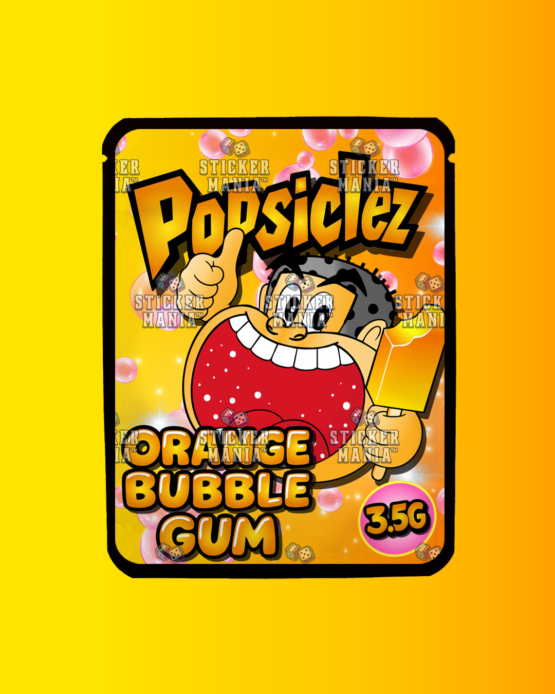 Popsiclez Orange BubbleGum | Pre-Made Sticker Bag | 3.5g