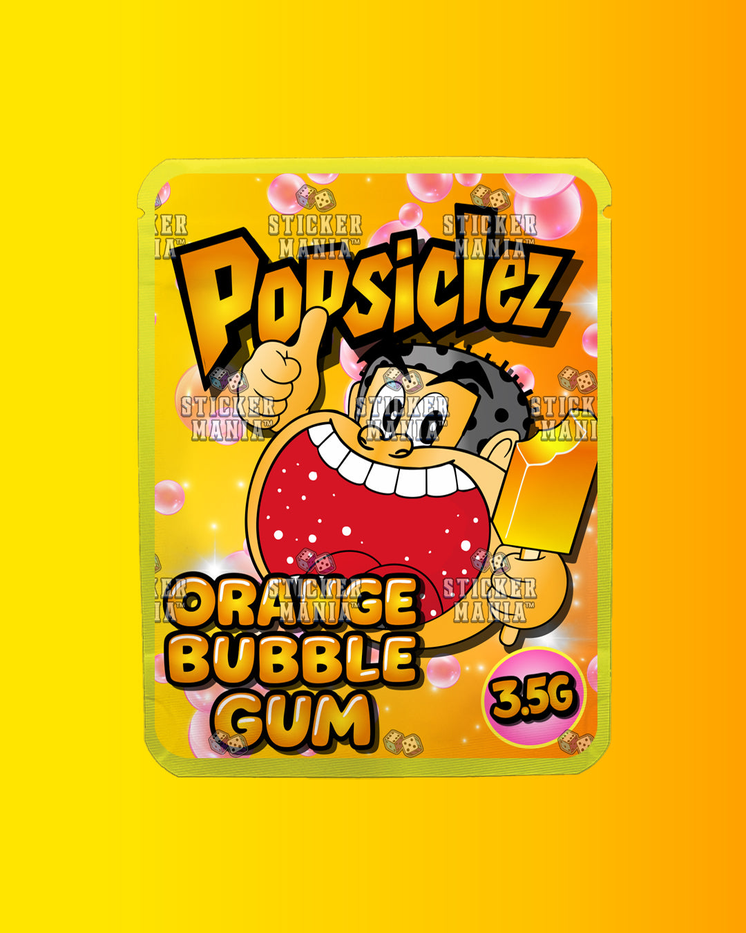 Popsiclez Orange BubbleGum | Pre-Made Sticker Bag | 3.5g