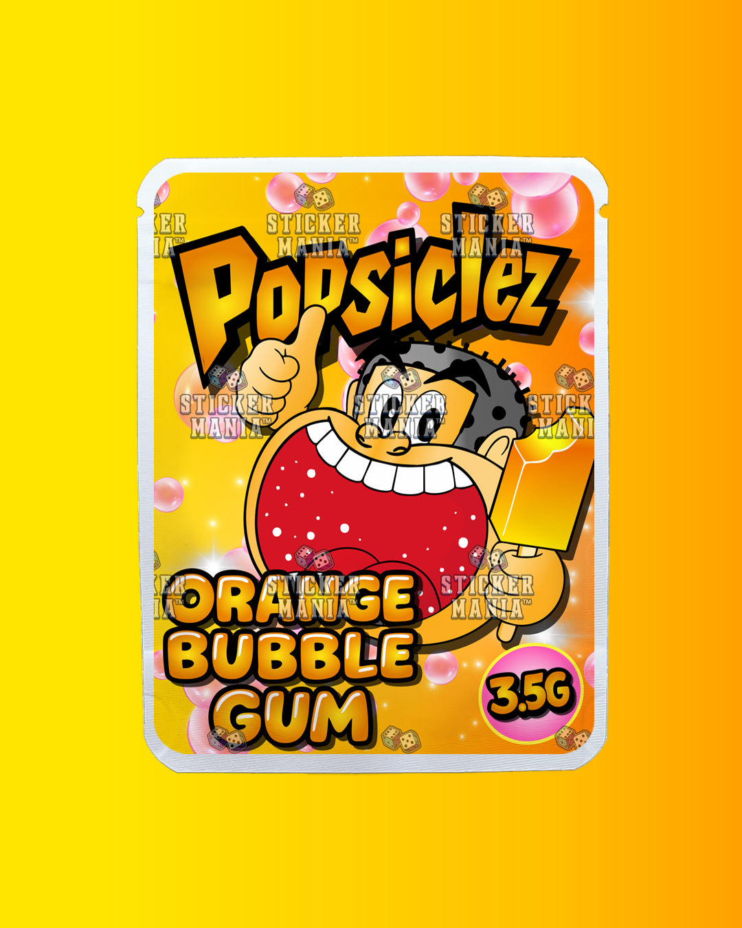 Popsiclez Orange BubbleGum | Pre-Made Sticker Bag | 3.5g