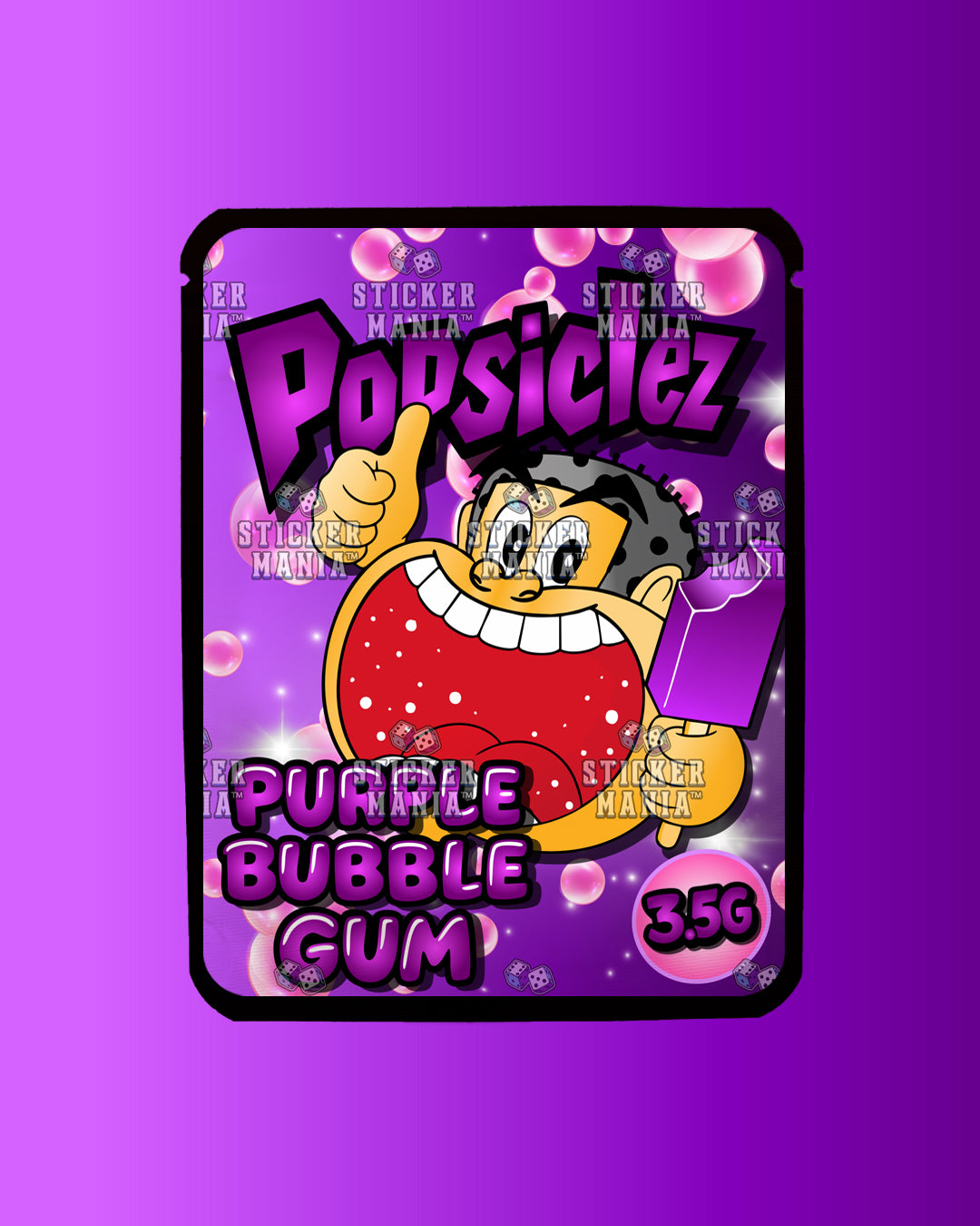 Popsiclez Purple BubbleGum | Pre-Made Sticker Bag | 3.5g