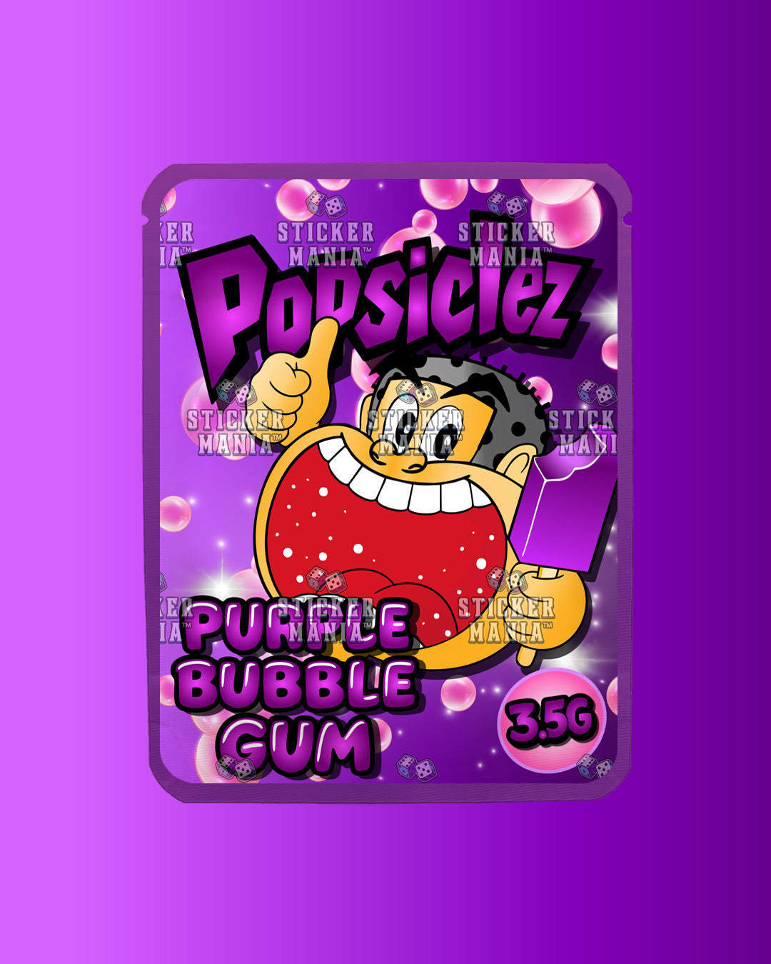 Popsiclez Purple BubbleGum | Pre-Made Sticker Bag | 3.5g