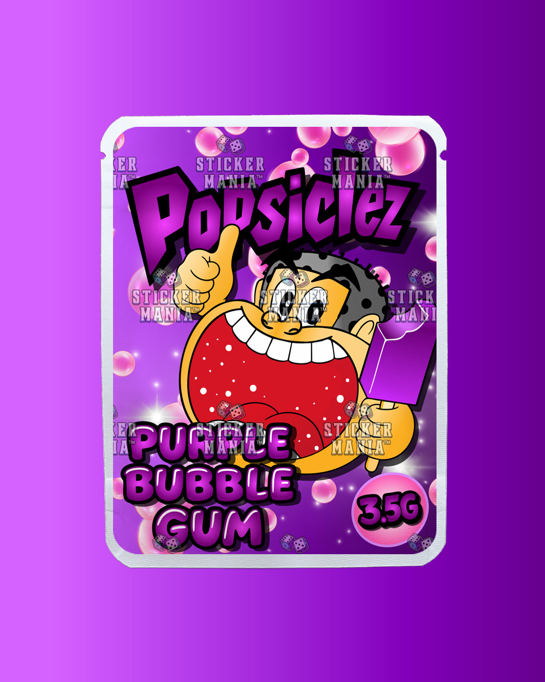 Popsiclez Purple BubbleGum | Pre-Made Sticker Bag | 3.5g