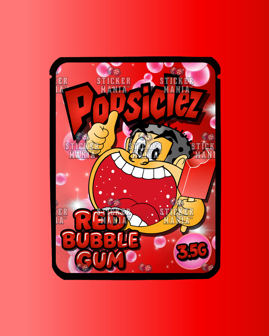 Popsiclez Red BubbleGum | Pre-Made Sticker Bag | 3.5g
