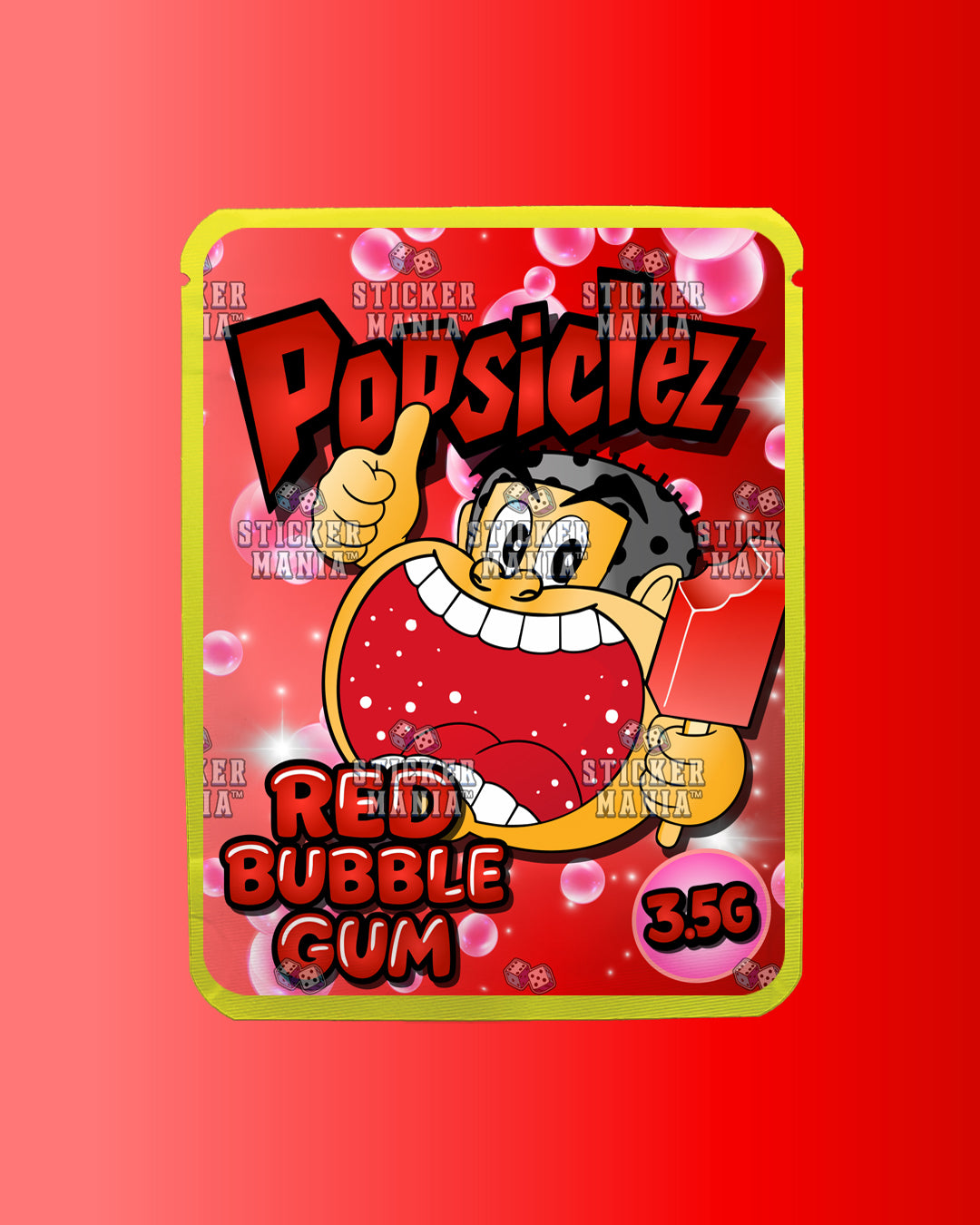 Popsiclez Red BubbleGum | Pre-Made Sticker Bag | 3.5g