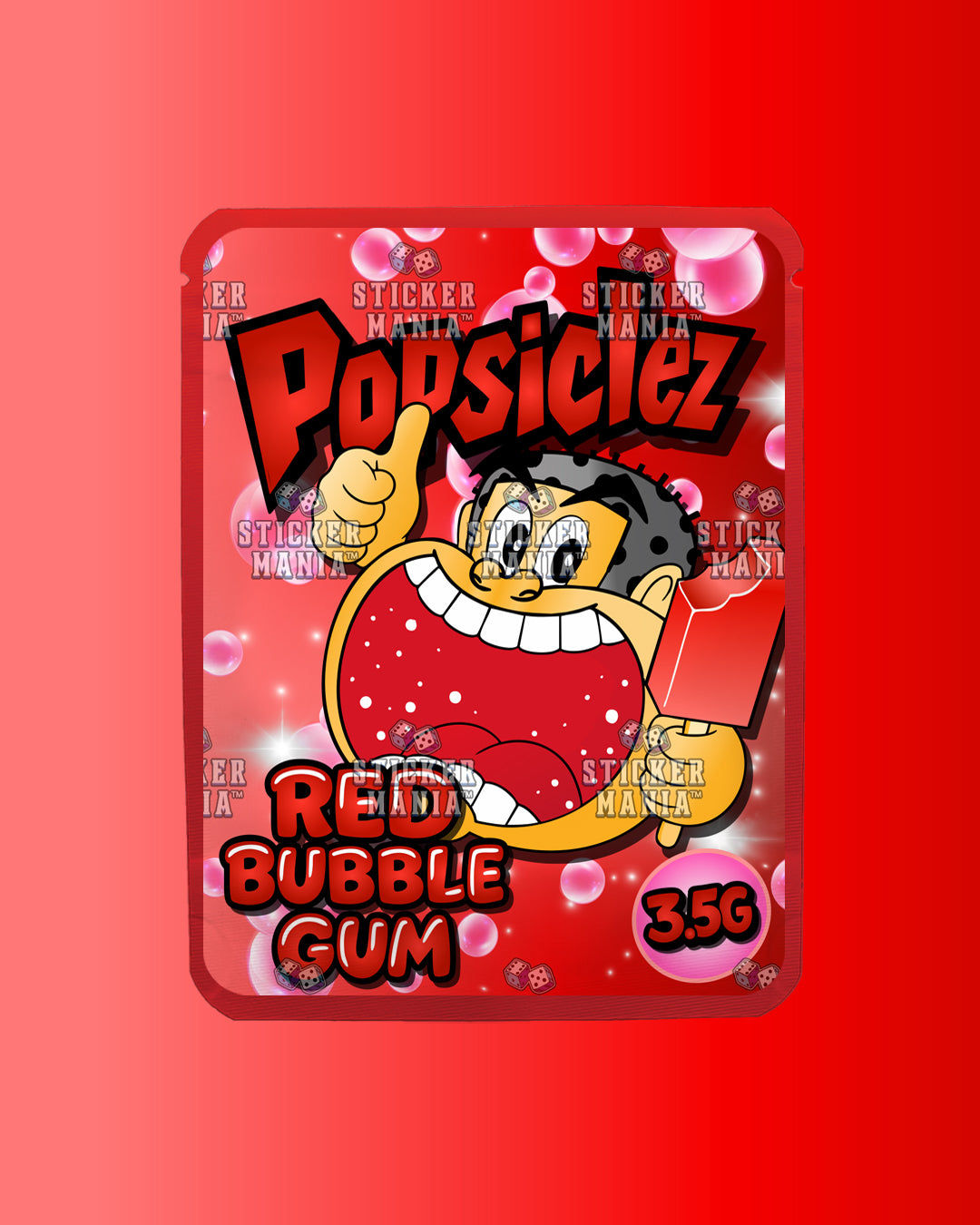 Popsiclez Red BubbleGum | Pre-Made Sticker Bag | 3.5g