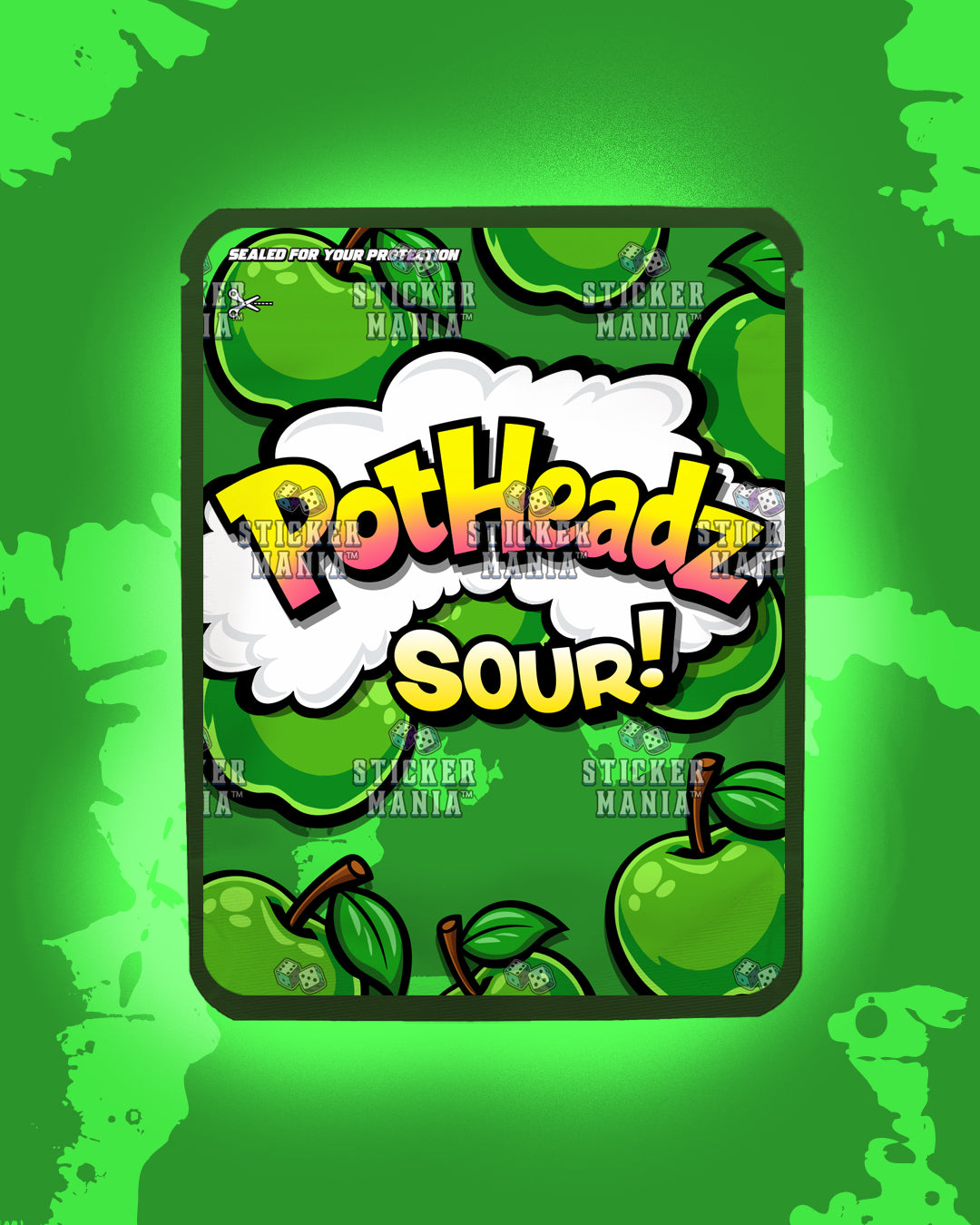 PotHeadz Green Apple | Pre-Made Sticker Bag | 3.5g