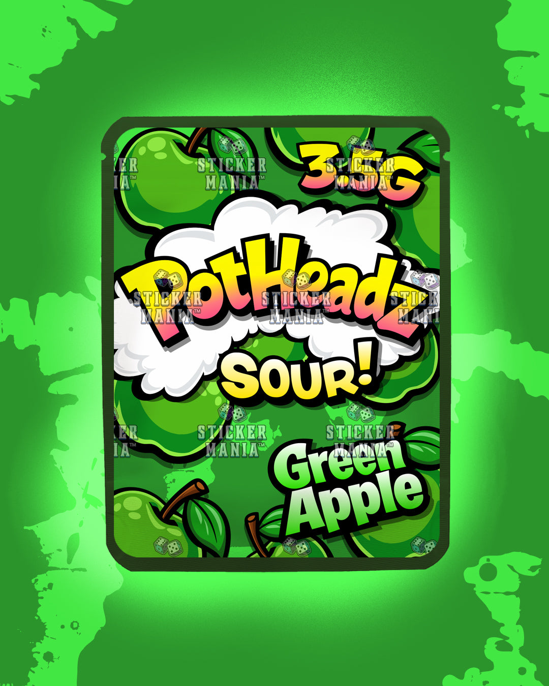 PotHeadz Green Apple | Pre-Made Sticker Bag | 3.5g